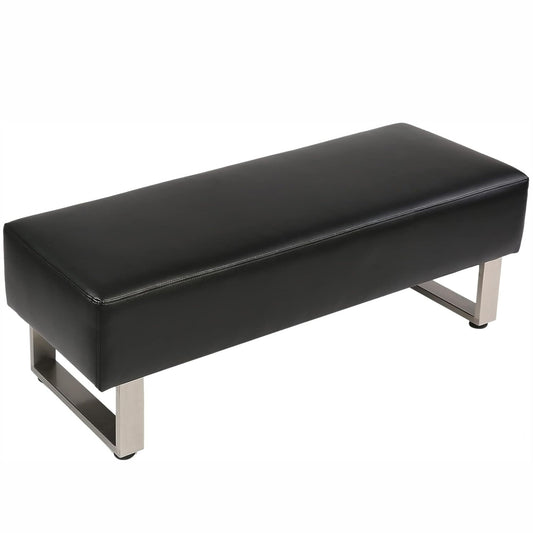 Modern PU Leather Dining Room Bench Upholstered Padded Seat, Black