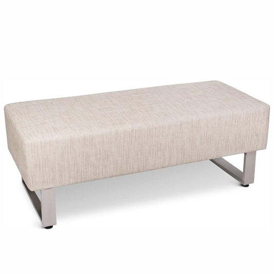 Modern PU Leather Dining Room Bench Upholstered Padded Seat, Beige