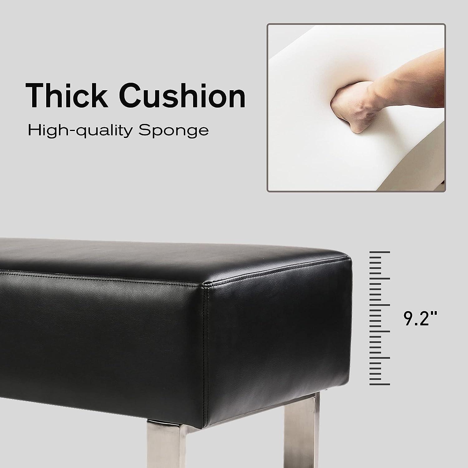 47"L Modern PU Leather Dining Room Bench Upholstered Padded Seat, Black - Luckyermore