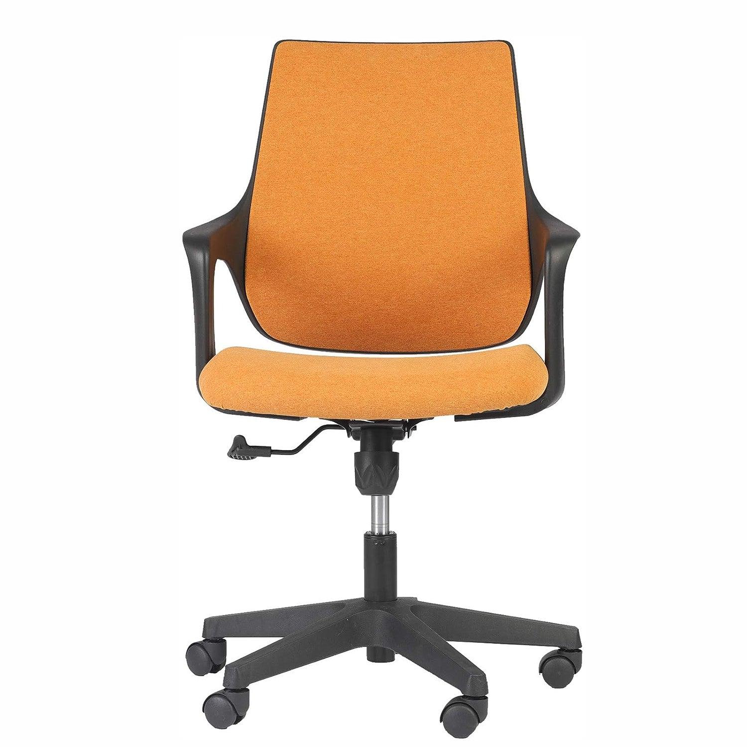 Height Adjustable Swivel Ergonomic Office Desk Chair with Cuddle Back and Padded Seat, Orange - Luckyermore