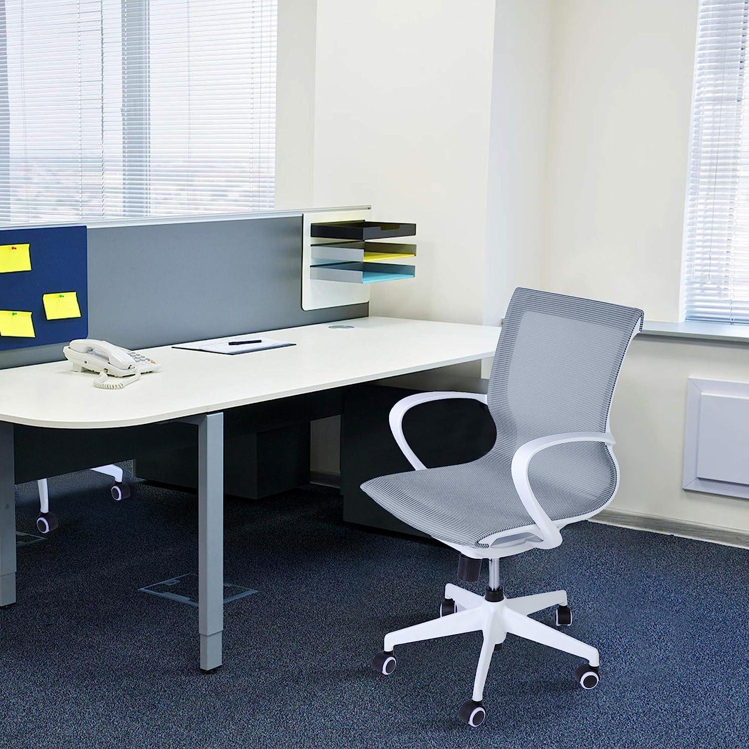 LUCKYERMORE Home Office Chair Mesh Chair Breathable Back Seat Height Adjustable, Blue White
