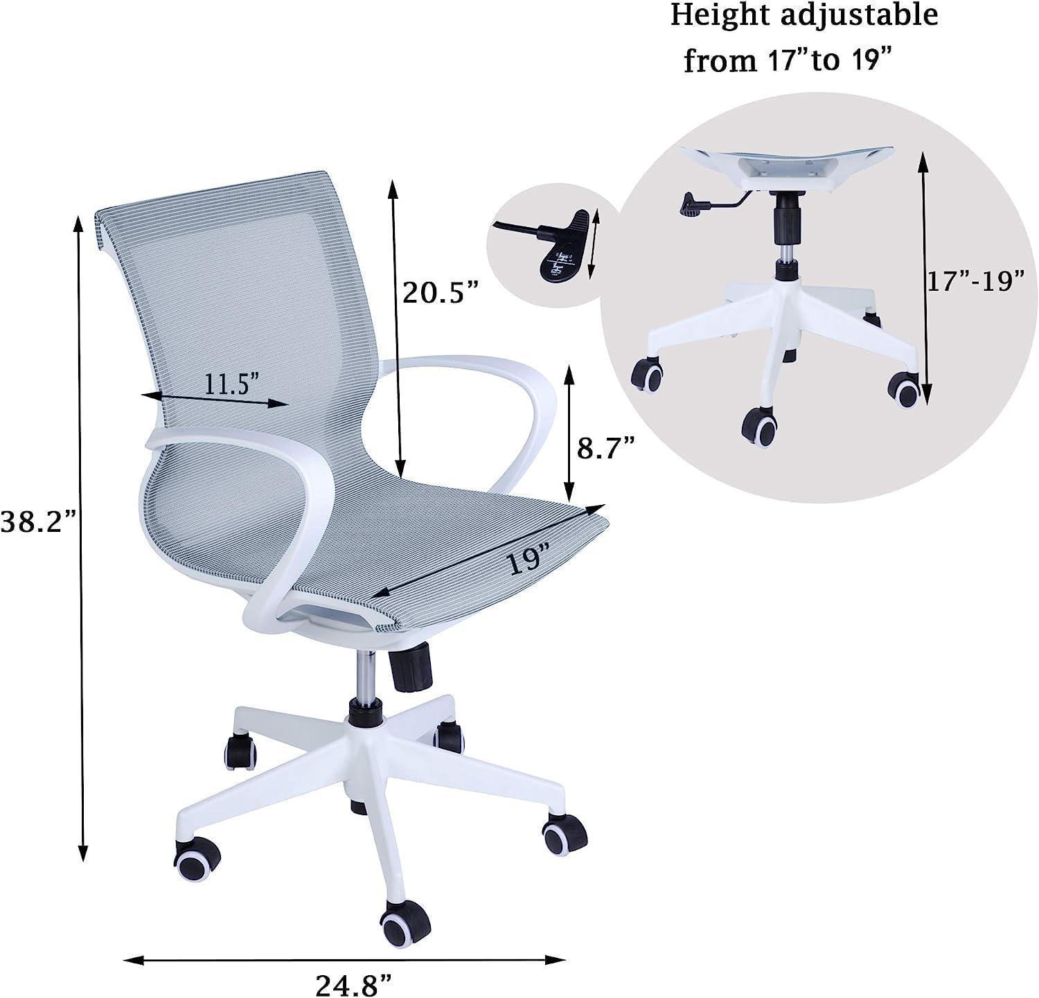 LUCKYERMORE Home Office Chair Mesh Chair Breathable Back Seat Height Adjustable, Blue White