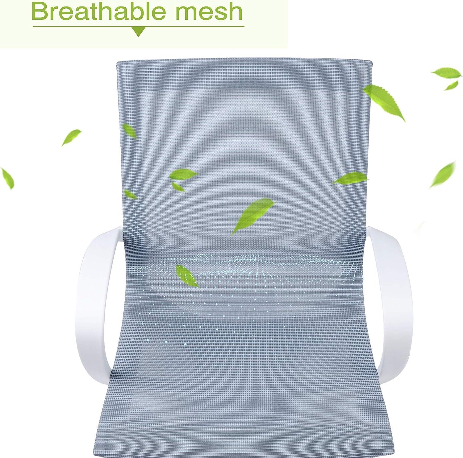 LUCKYERMORE Home Office Chair Mesh Chair Breathable Back Seat Height Adjustable, Blue White