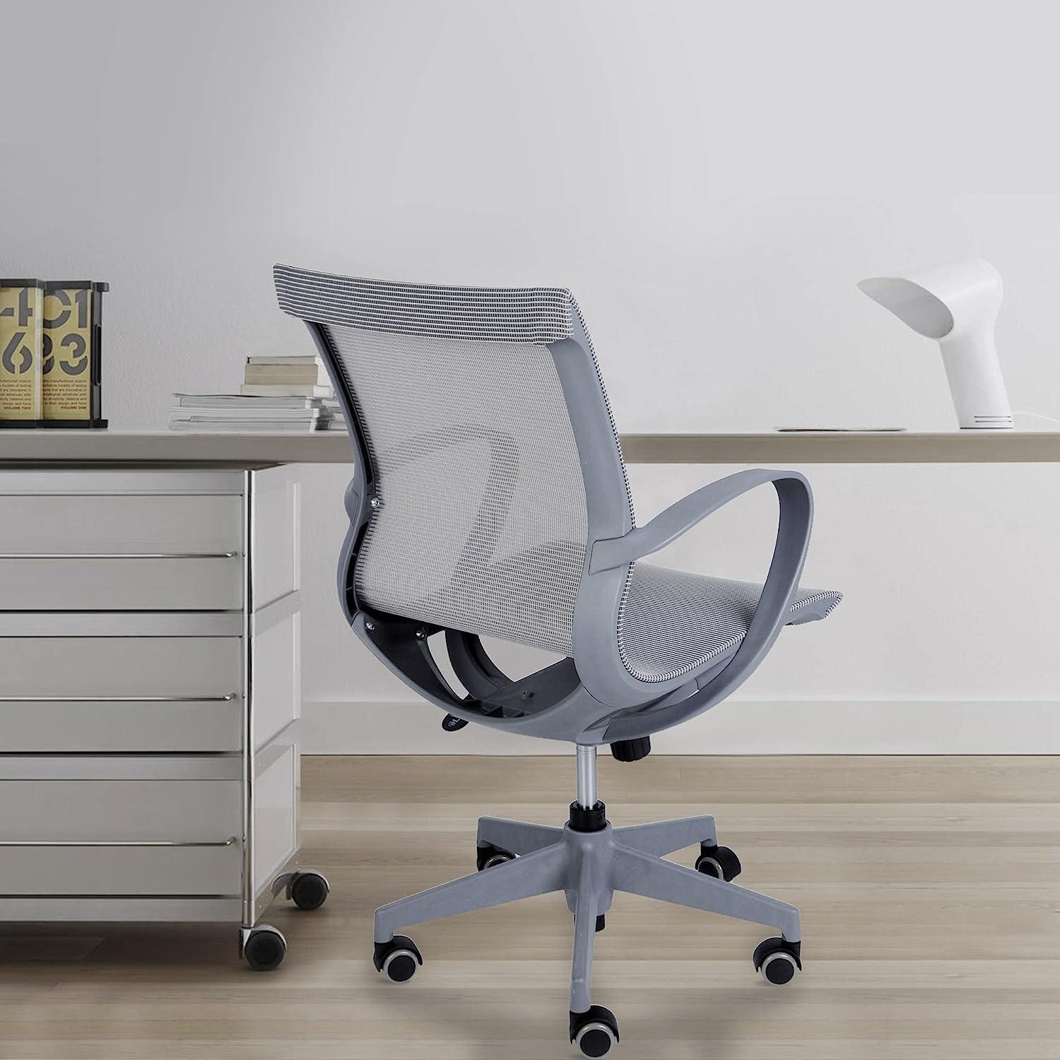 LUCKYERMORE Home Office Chair Mesh Chair Breathable Back Seat Height Adjustable, Gray