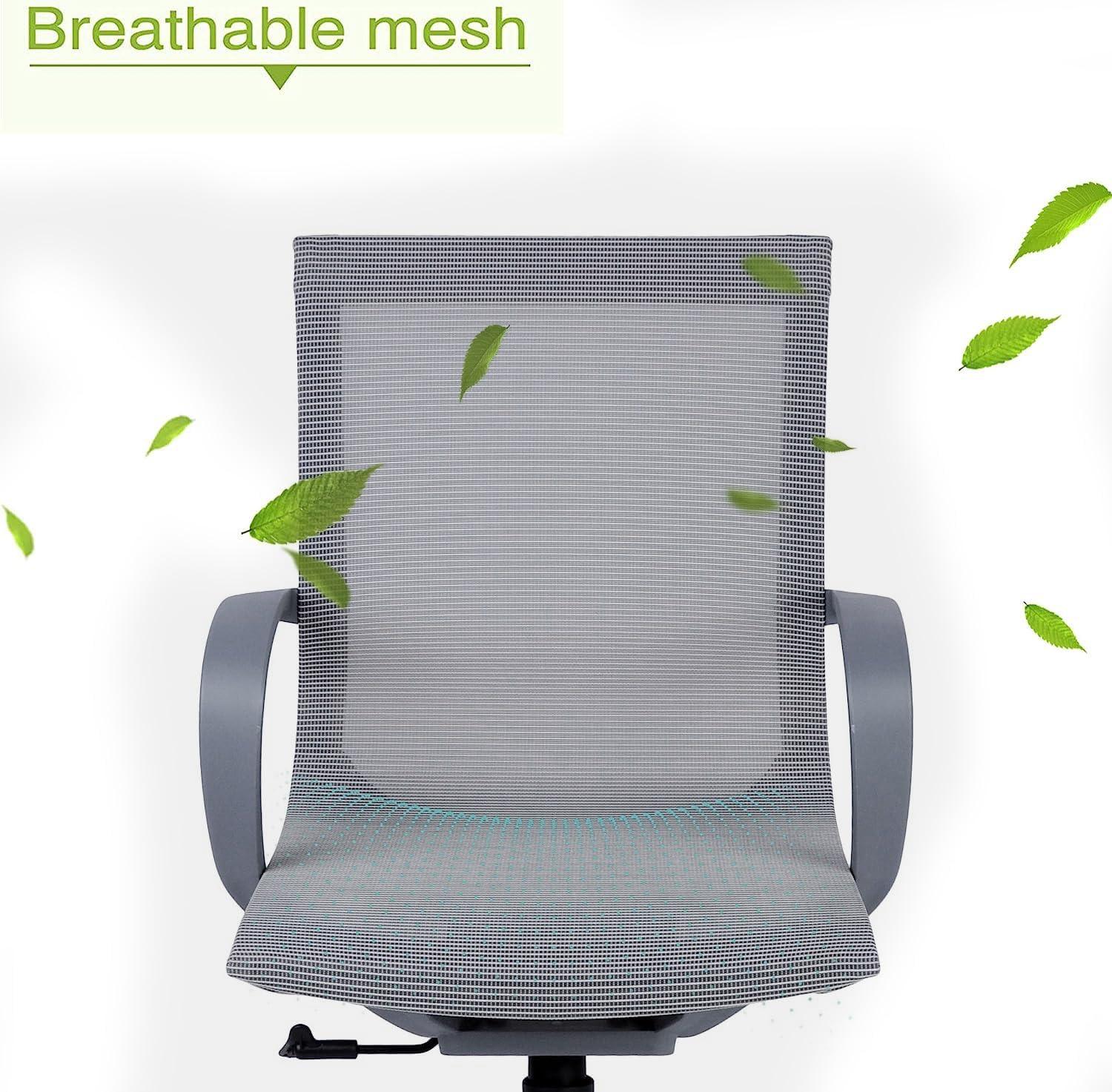 LUCKYERMORE Home Office Chair Mesh Chair Breathable Back Seat Height Adjustable, Gray