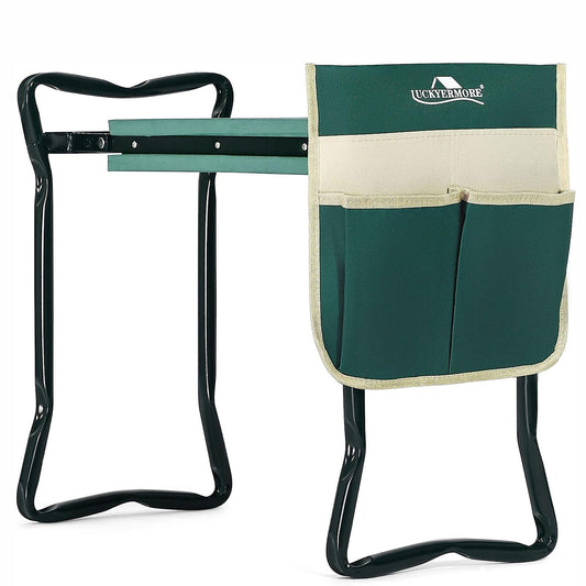 LUCKYERMORE Folding Garden Kneeler and Seat Garden Bench Lightweight Garden Stools with Tool Pouch and Soft Kneeling Pad