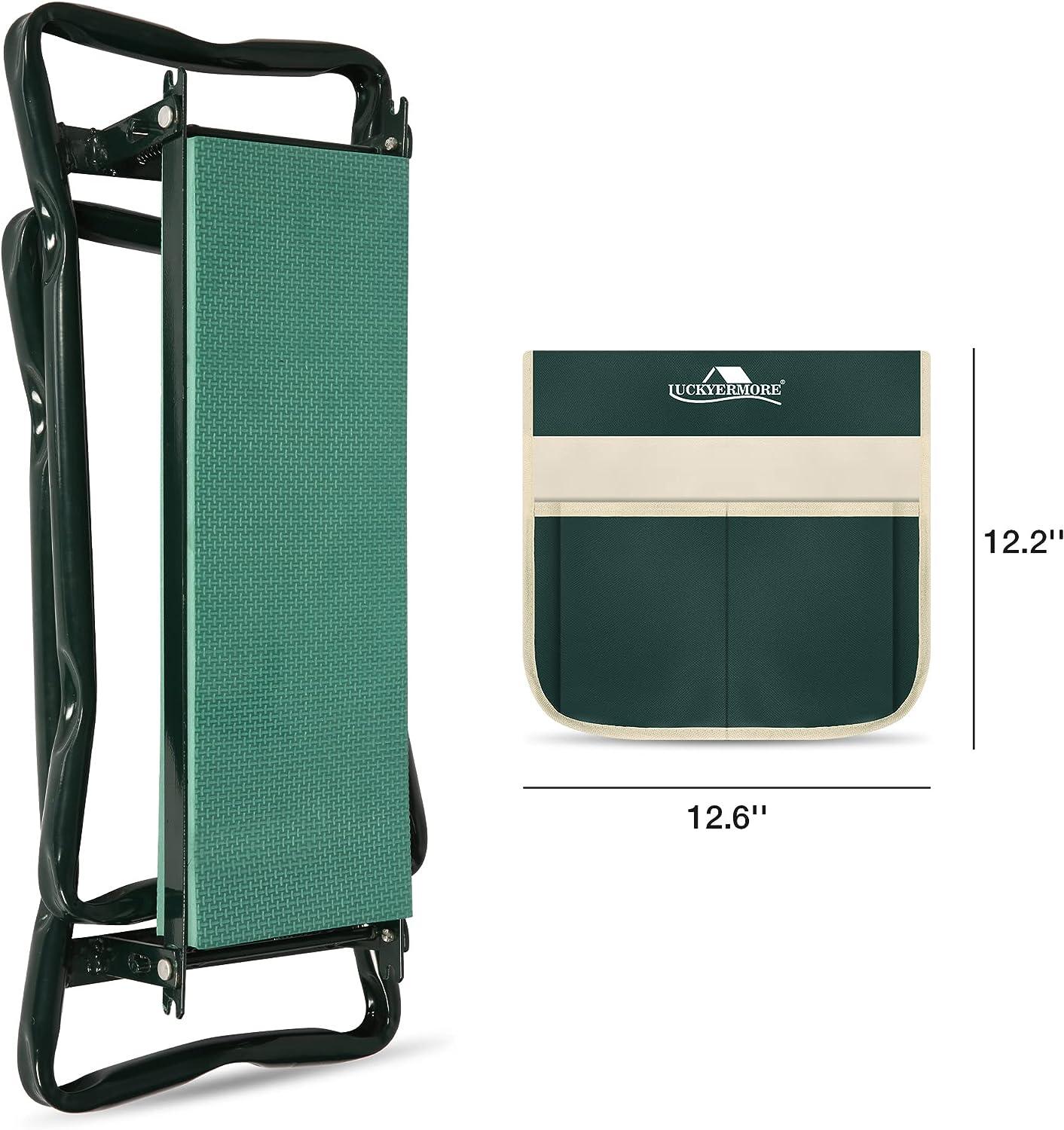 LUCKYERMORE Folding Garden Kneeler and Seat Garden Bench Lightweight Garden Stools with Tool Pouch and Soft Kneeling Pad