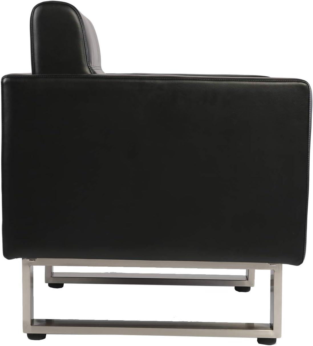 LUCKYERMORE Guest Chair Office Reception Chair Leather Sofa Chairs with PU Leather Soft Sponge, Black