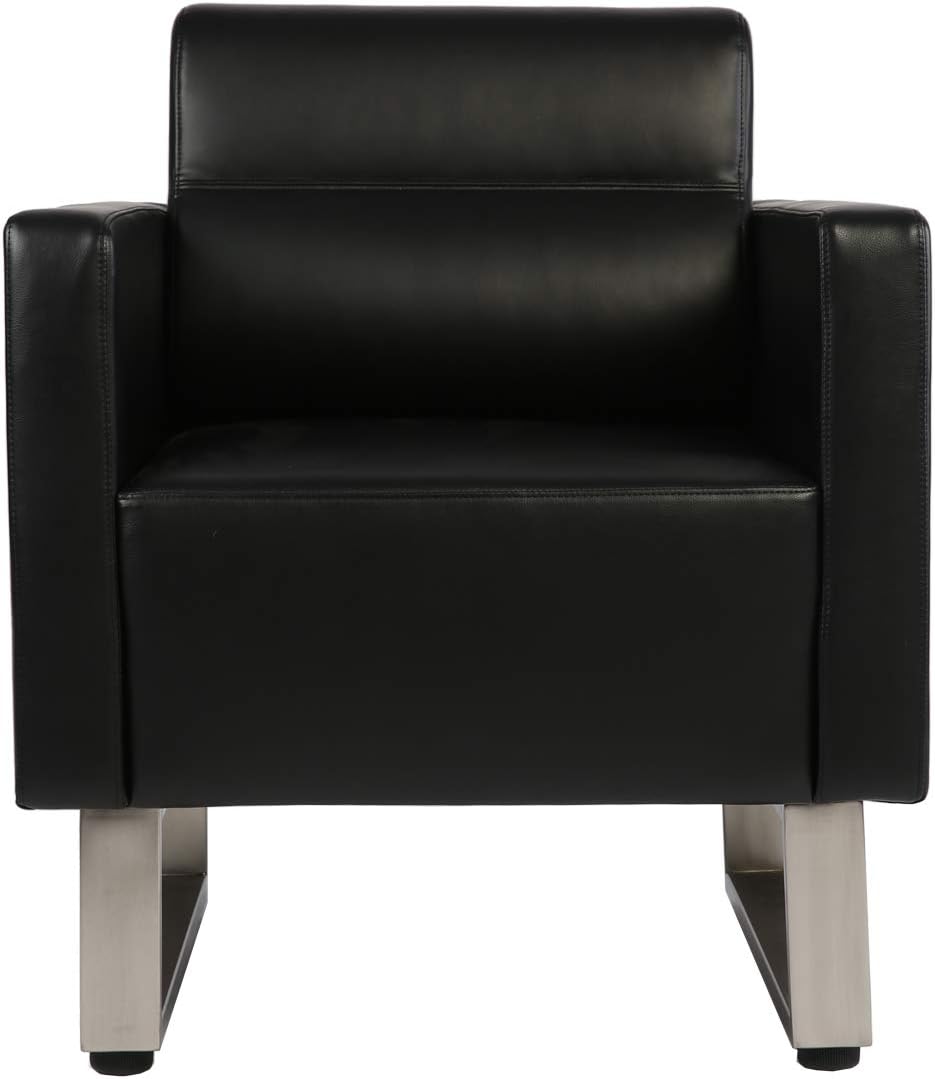 LUCKYERMORE Guest Chair Office Reception Chair Leather Sofa Chairs with PU Leather Soft Sponge, Black