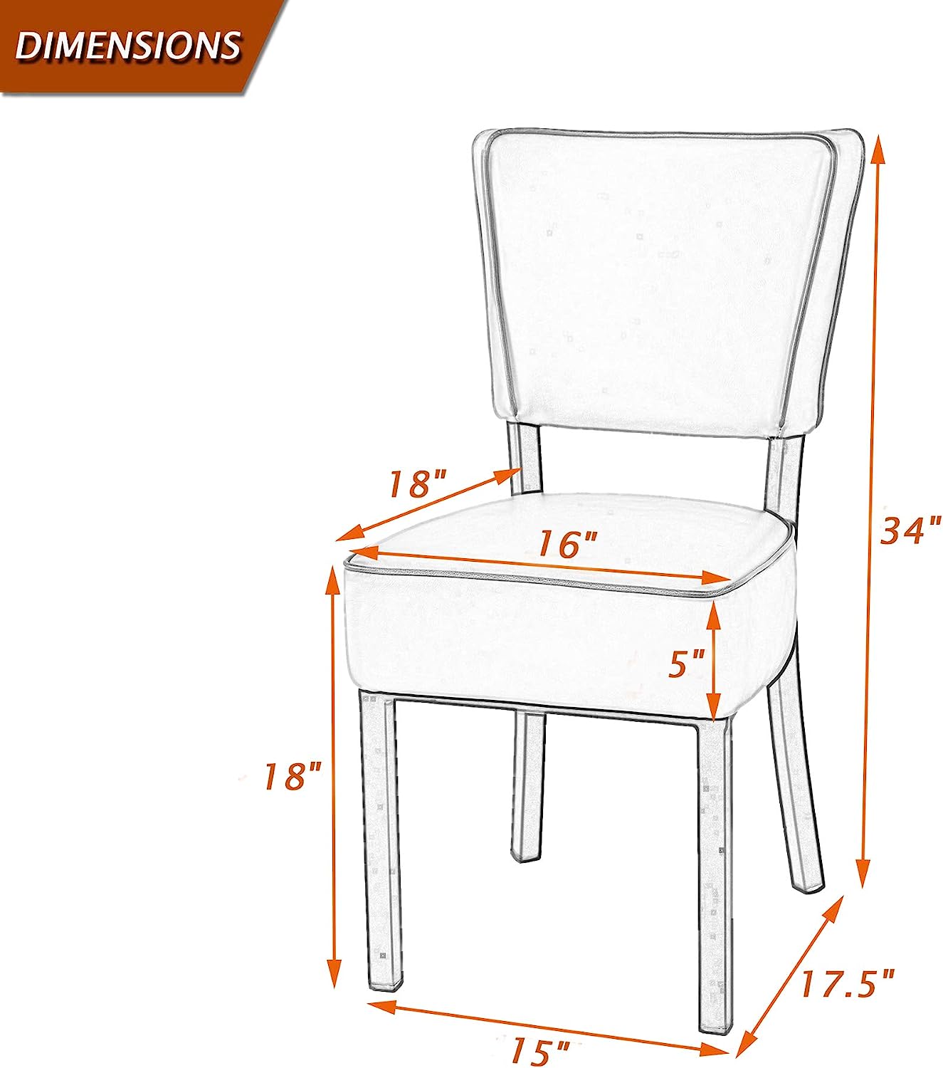 LUCKYERMORE Set of 2 Leather Side Chairs Kitchen Dining Chairs with Upholstered and Backrest, Beige