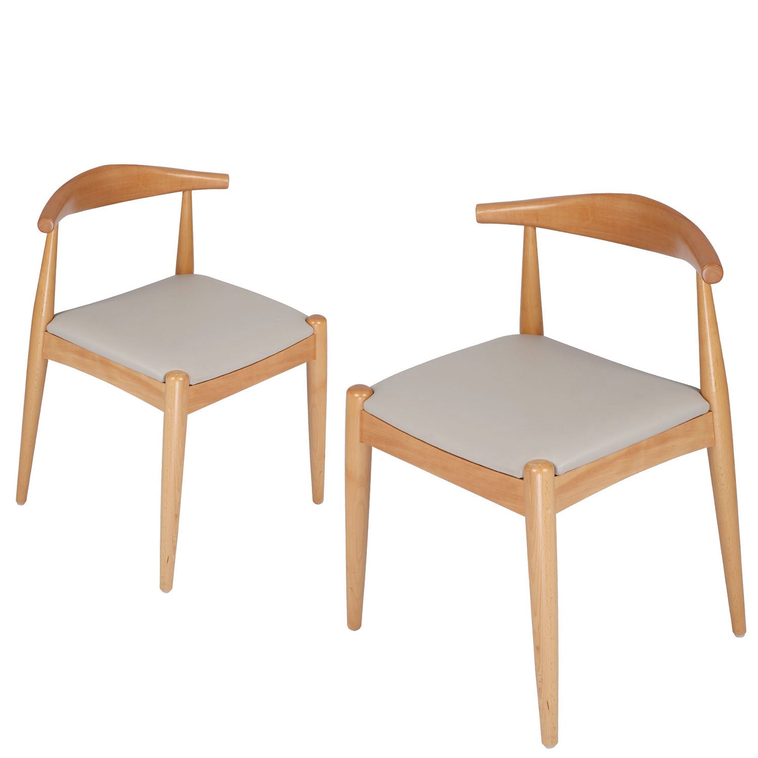 LUCKYERMORE Set of 2 Upholstered Solid Wood Side Chairs Modern Kitchen Chairs, Oak