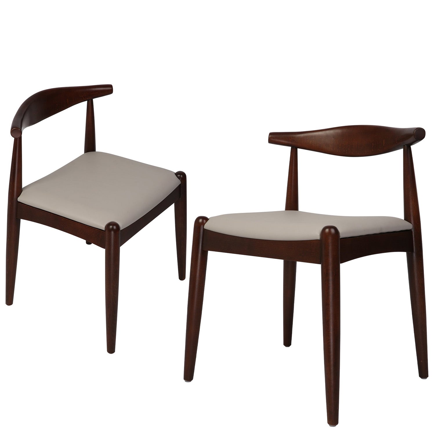 LUCKYERMORE Set of 2 Upholstered Solid Wood Side Chairs Modern Kitchen Chairs, Walnut