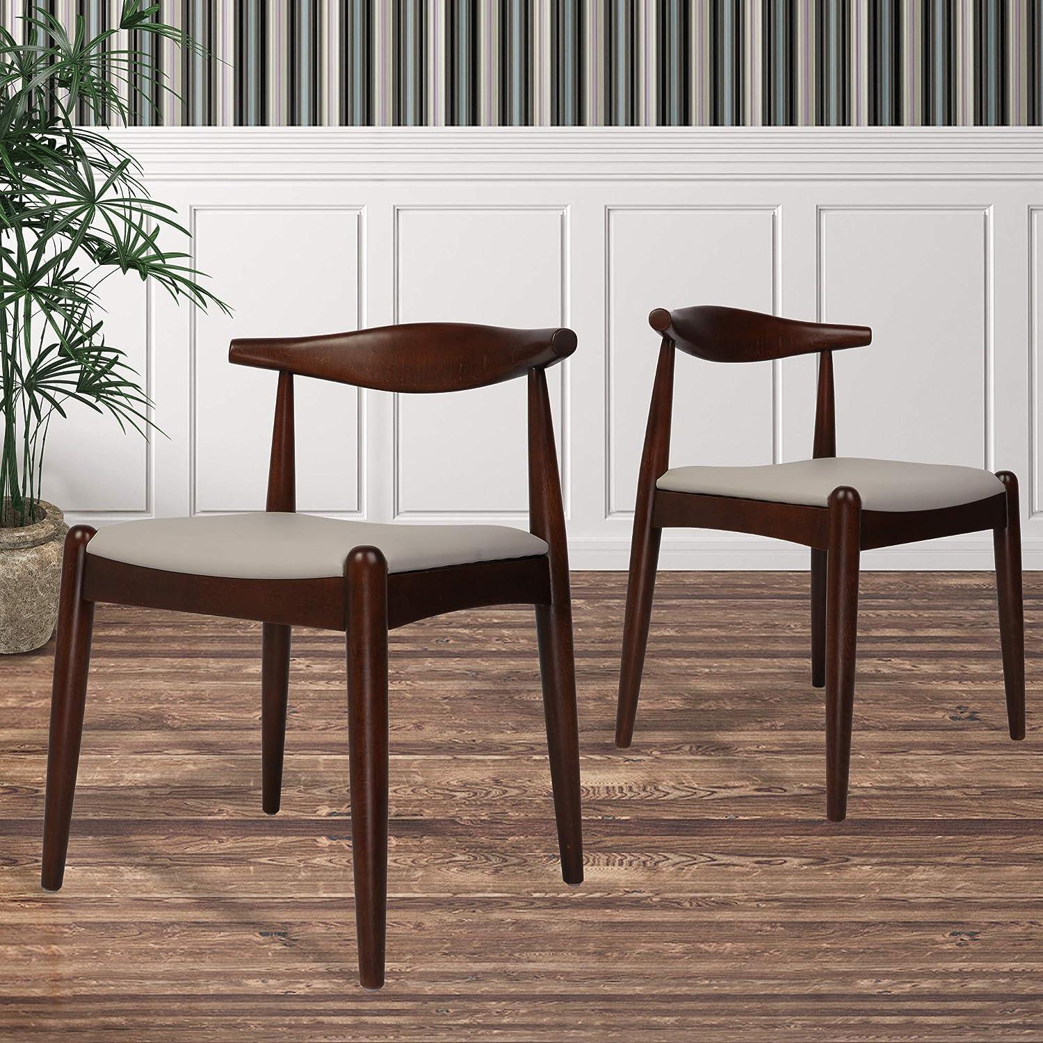 LUCKYERMORE Set of 2 Upholstered Solid Wood Side Chairs Modern Kitchen Chairs, Walnut