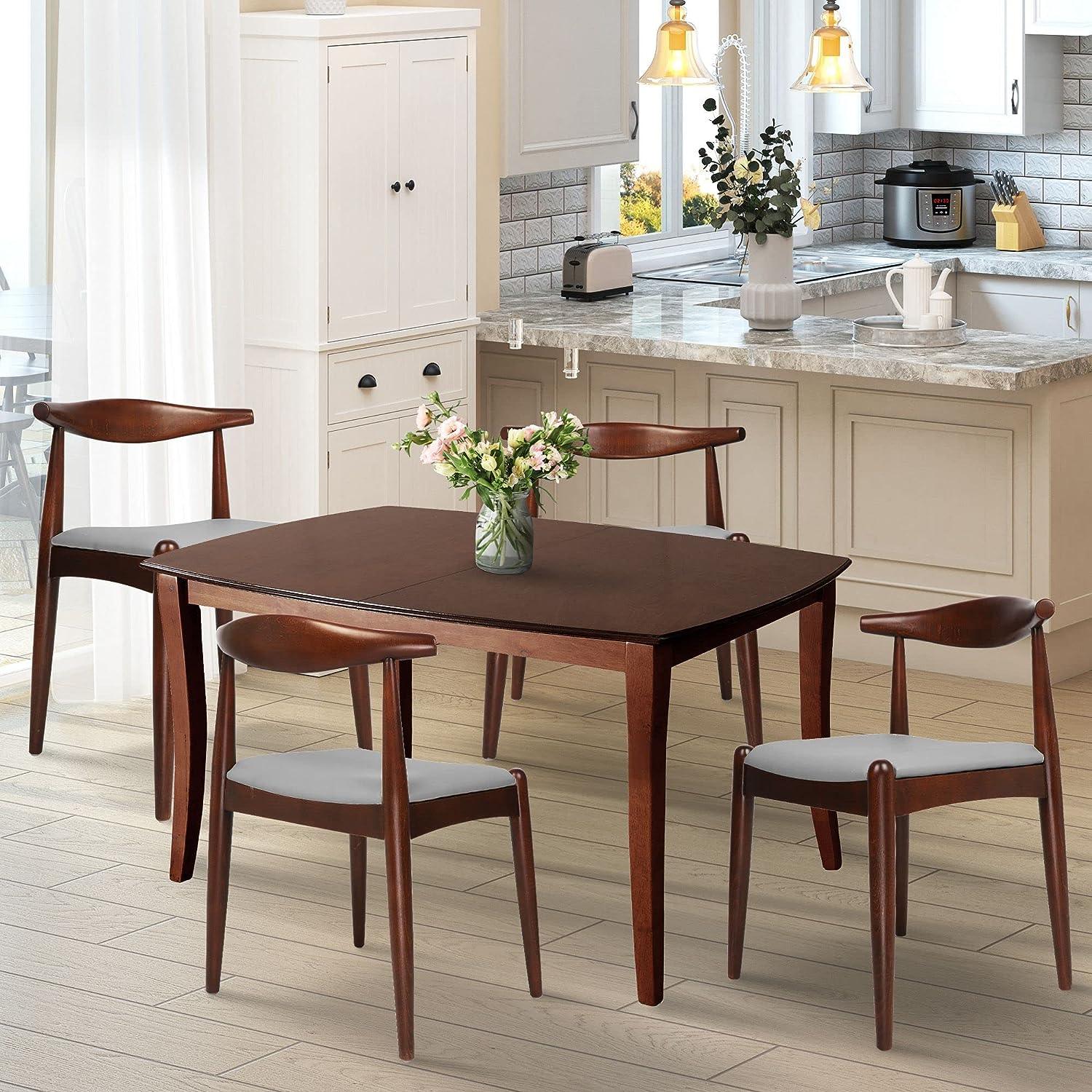 LUCKYERMORE Set of 2 Upholstered Solid Wood Side Chairs Modern Kitchen Chairs, Walnut