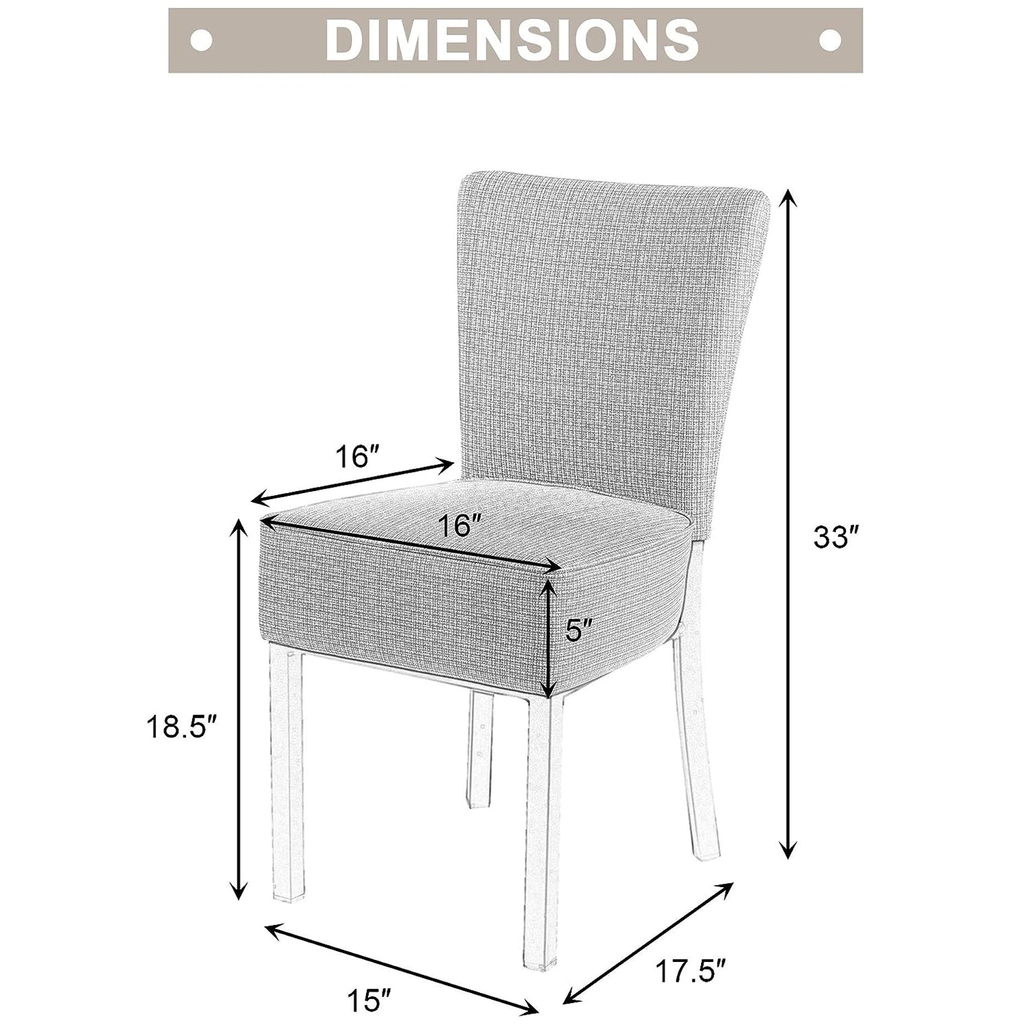 LUCKYERMORE Set of 2 Upholstered Dining Chairs PU Leather Modern Dining Room Chairs, Cream