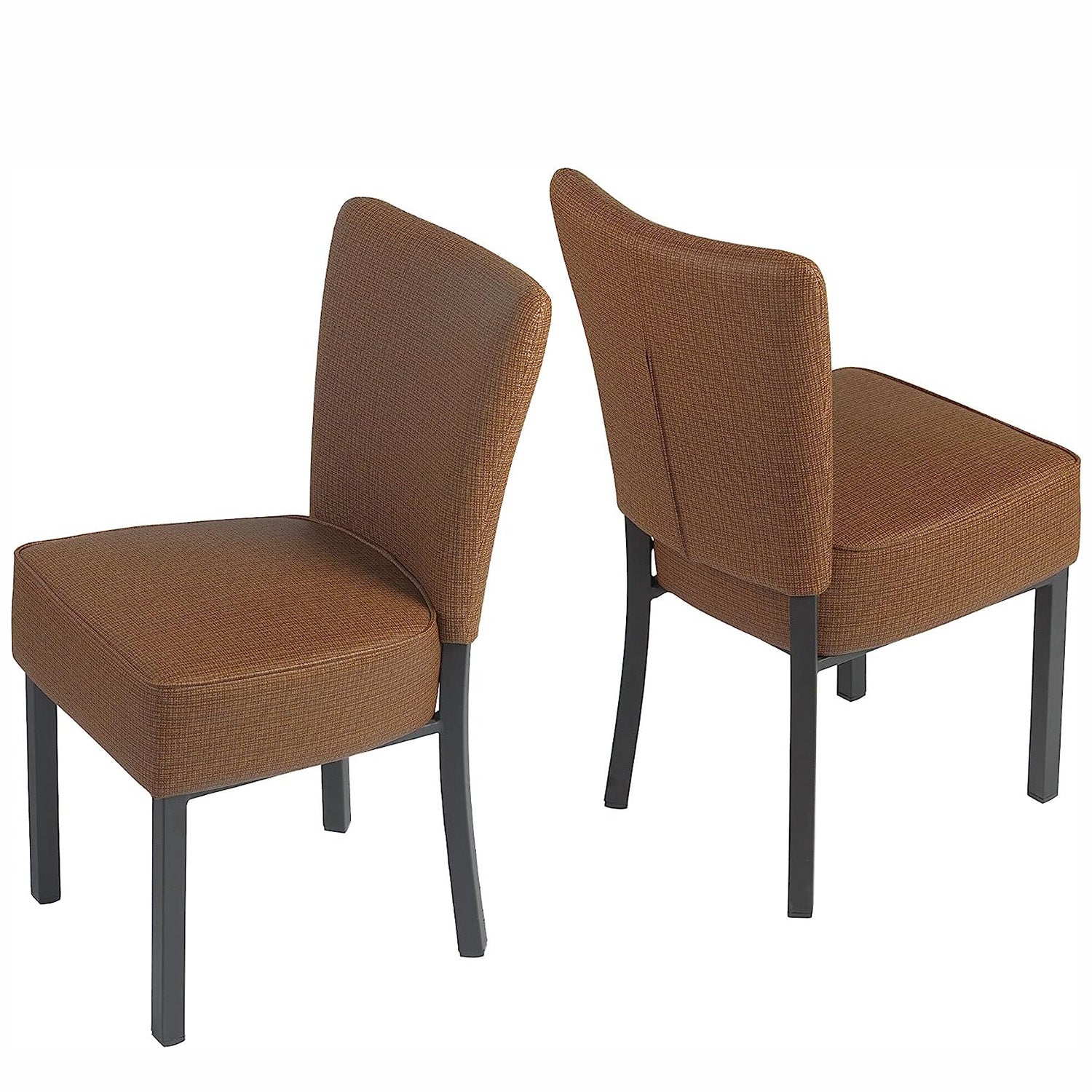 LUCKYERMORE Set of 2 Upholstered Dining Chairs PU Leather Modern Dining Room Chairs, Coffee