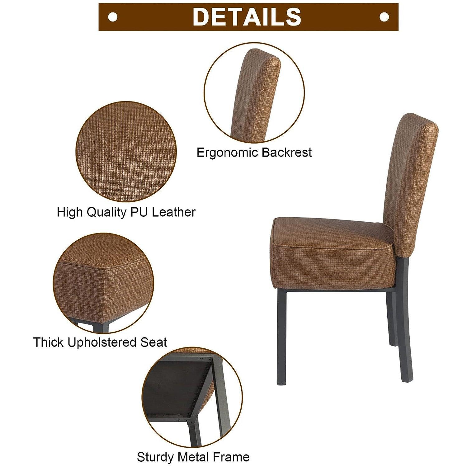 UCKYERMORE Set of 2 Upholstered Dining Chairs PU Leather Modern Dining Room Chairs, Coffee