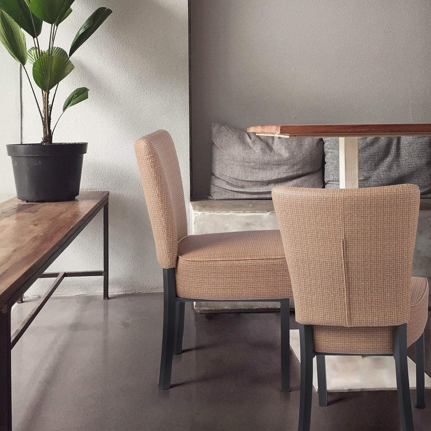 LUCKYERMORE Set of 2 Upholstered Dining Chairs PU Leather Modern Dining Room Chairs, Coffee