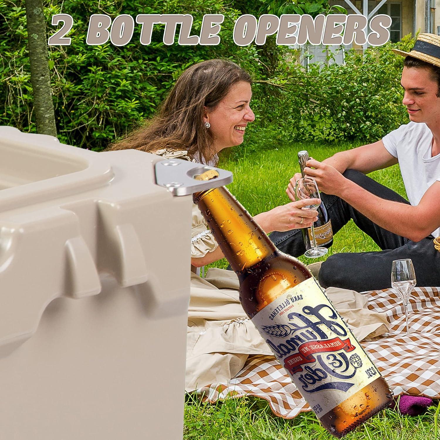 25QT Rotomolded Insulated Ice Cooler 3-5 Days Ice Chest with Built-in Fish Ruler, Bottle Opener, Cup Holder - Luckyermore