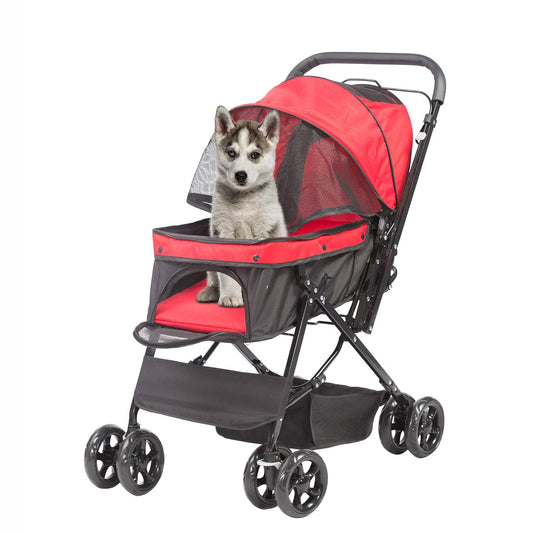 Dog Pet Jogger Stroller Folding Travel Carrier Cart for Large Cat Puppy, 4 Wheels