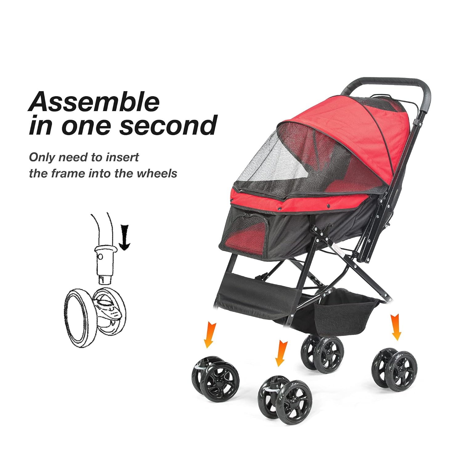 LUCKYERMORE Dog Pet Jogger Stroller Folding Travel Carrier Cart for Large Cat Puppy, 4 Wheels