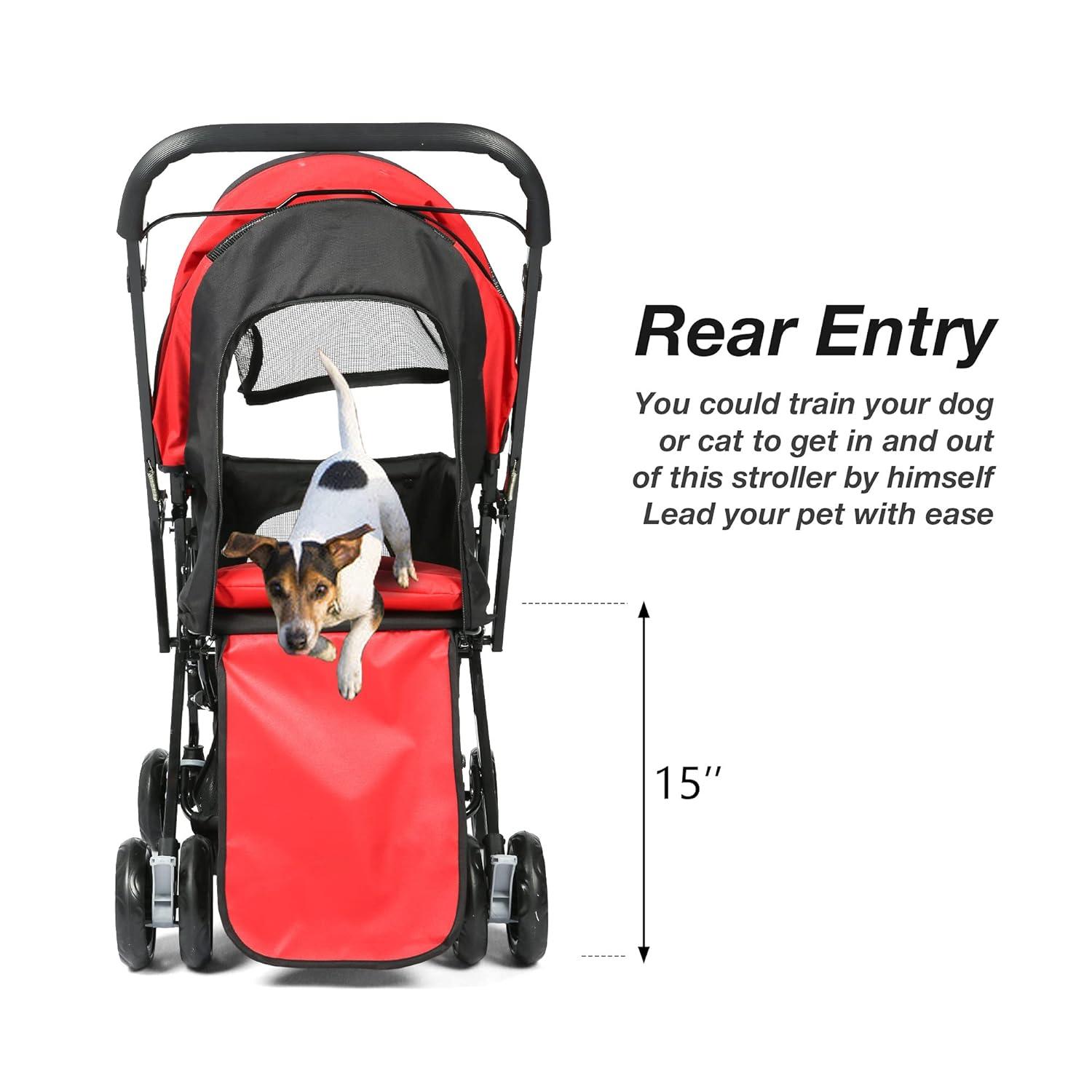 LUCKYERMORE Dog Pet Jogger Stroller Folding Travel Carrier Cart for Large Cat Puppy, 4 Wheels