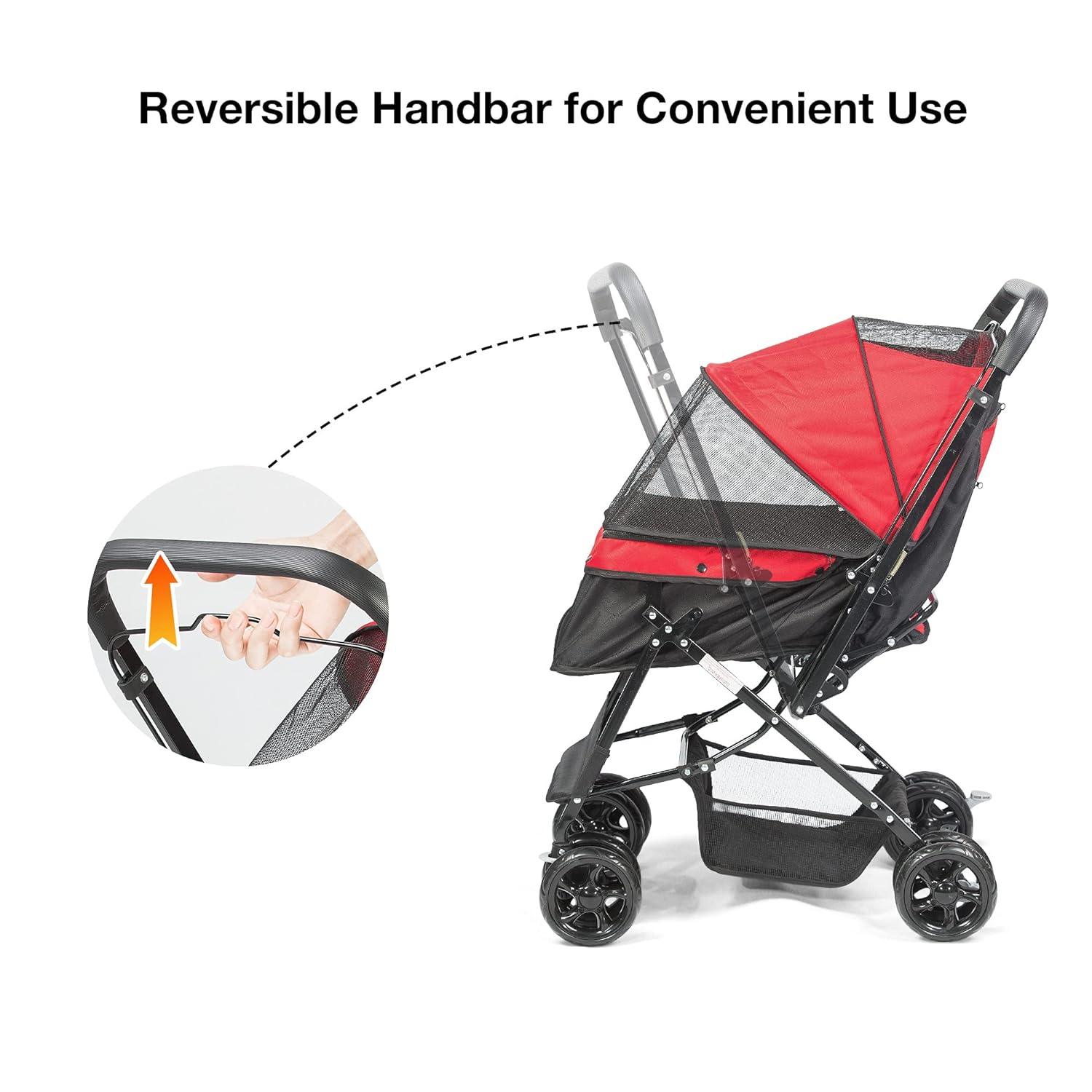 LUCKYERMORE Dog Pet Jogger Stroller Folding Travel Carrier Cart for Large Cat Puppy, 4 Wheels