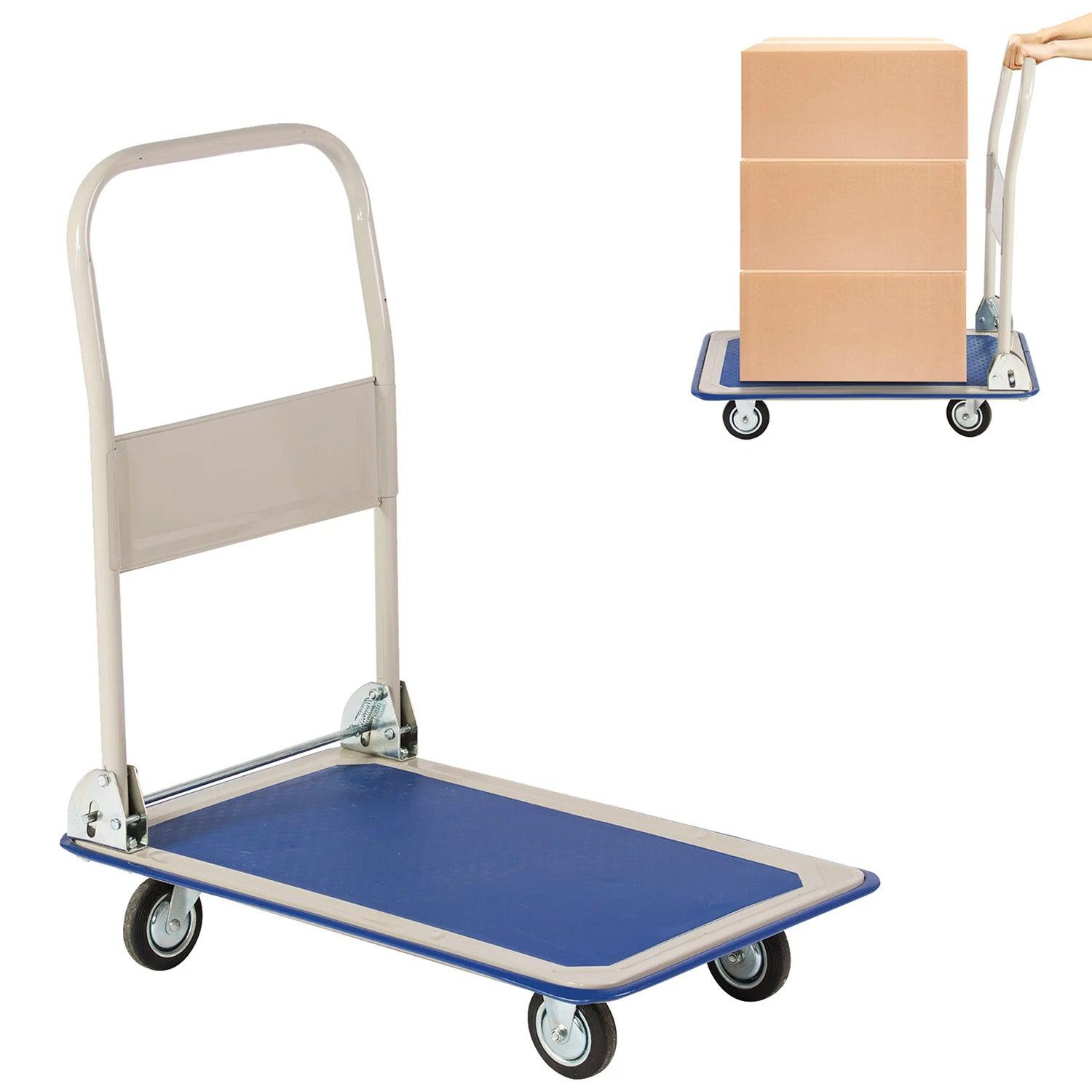 Folding Platform Cart Hand Truck Moving Push Flatbed Dolly Cart, 330lbs Capacity - Luckyermore