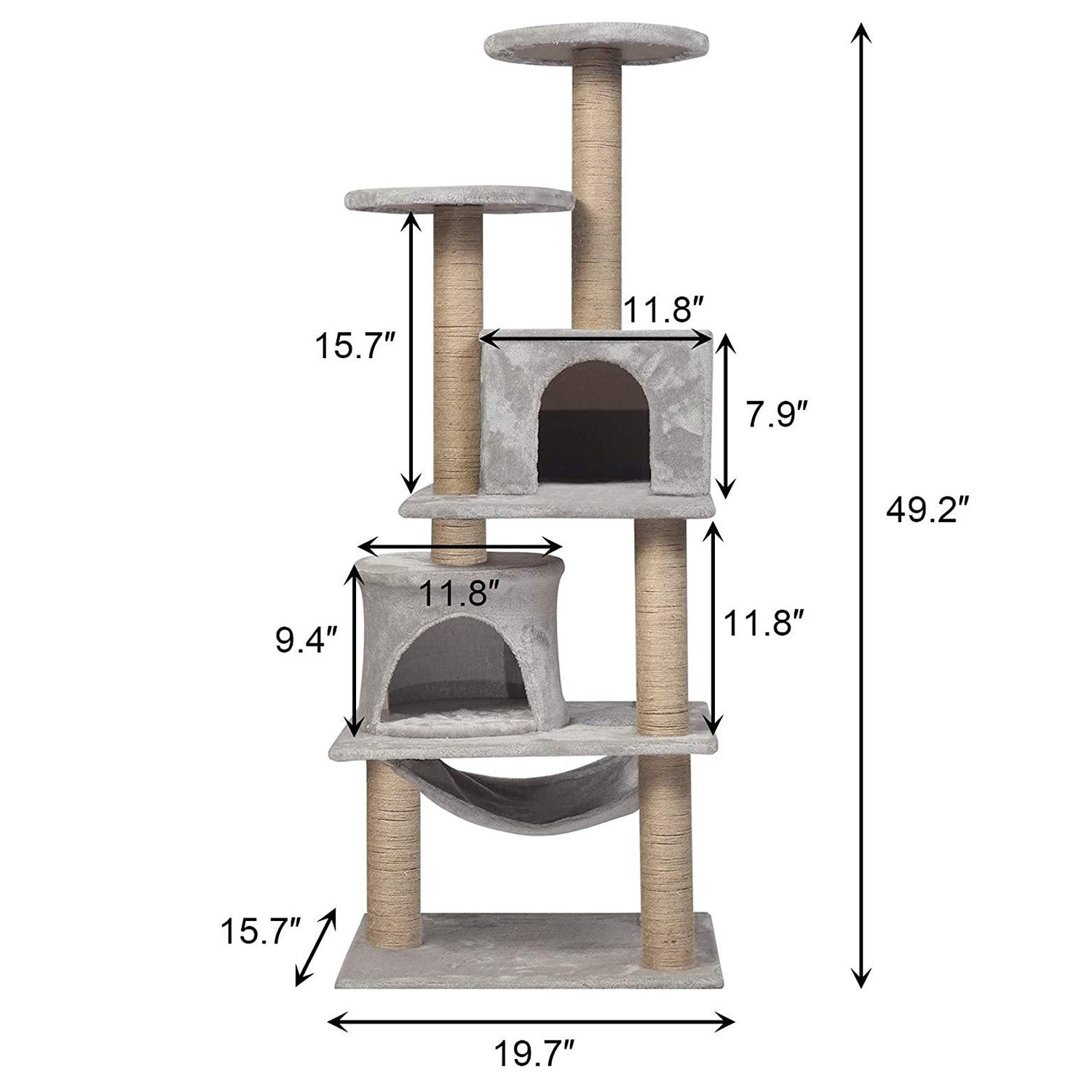 Condo Pet Furniture Multi-Level Kitten Activity Tower Play House with Sisal Scratching Posts Perch - Luckyermore