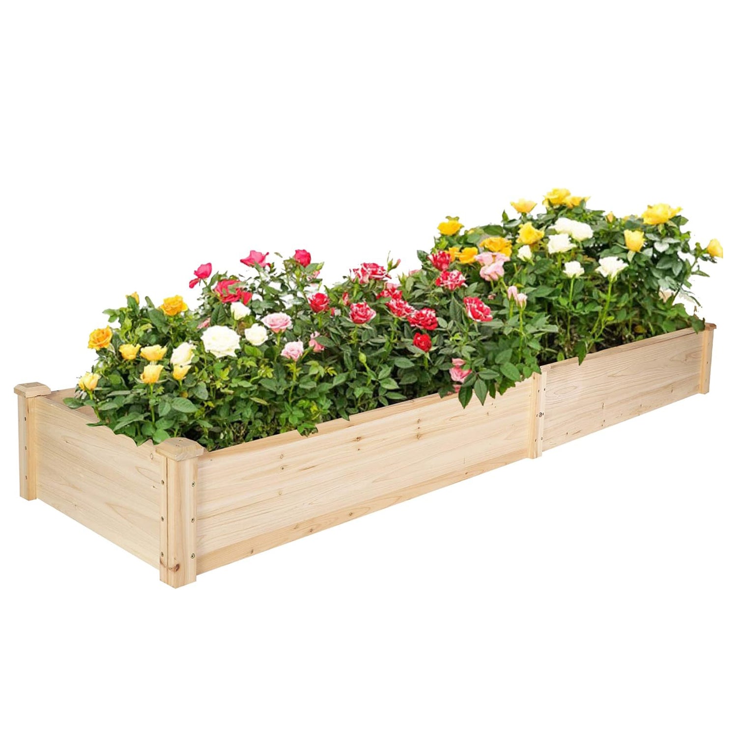 90"x22”x9” Raised Garden Bed Wooden Planter Box with 2 Separate Planting Space