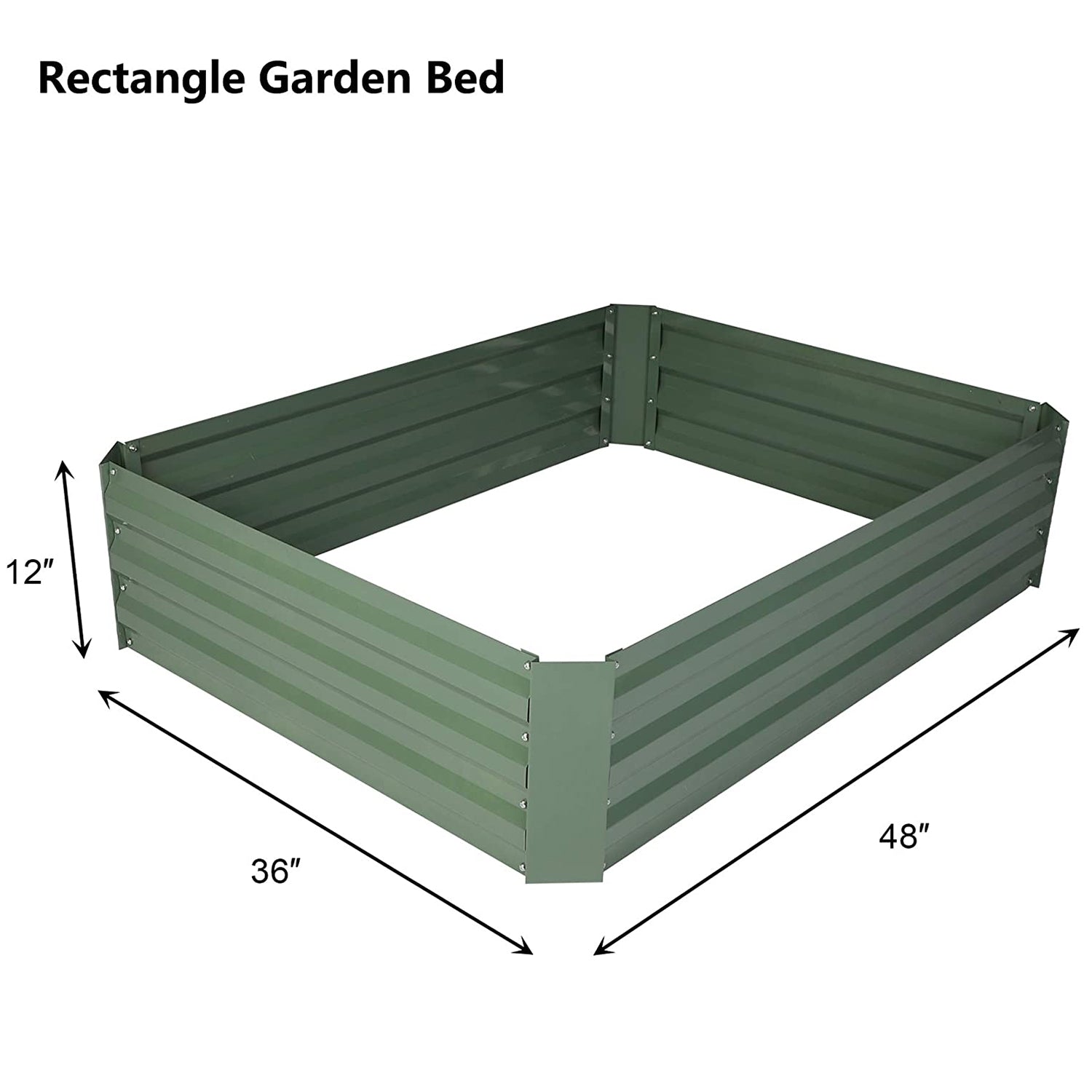48"x36"x12" Raised Garden Bed Galvanized Planter Box Anti-Rust Coating Planting Vegetables Herbs and Flowers