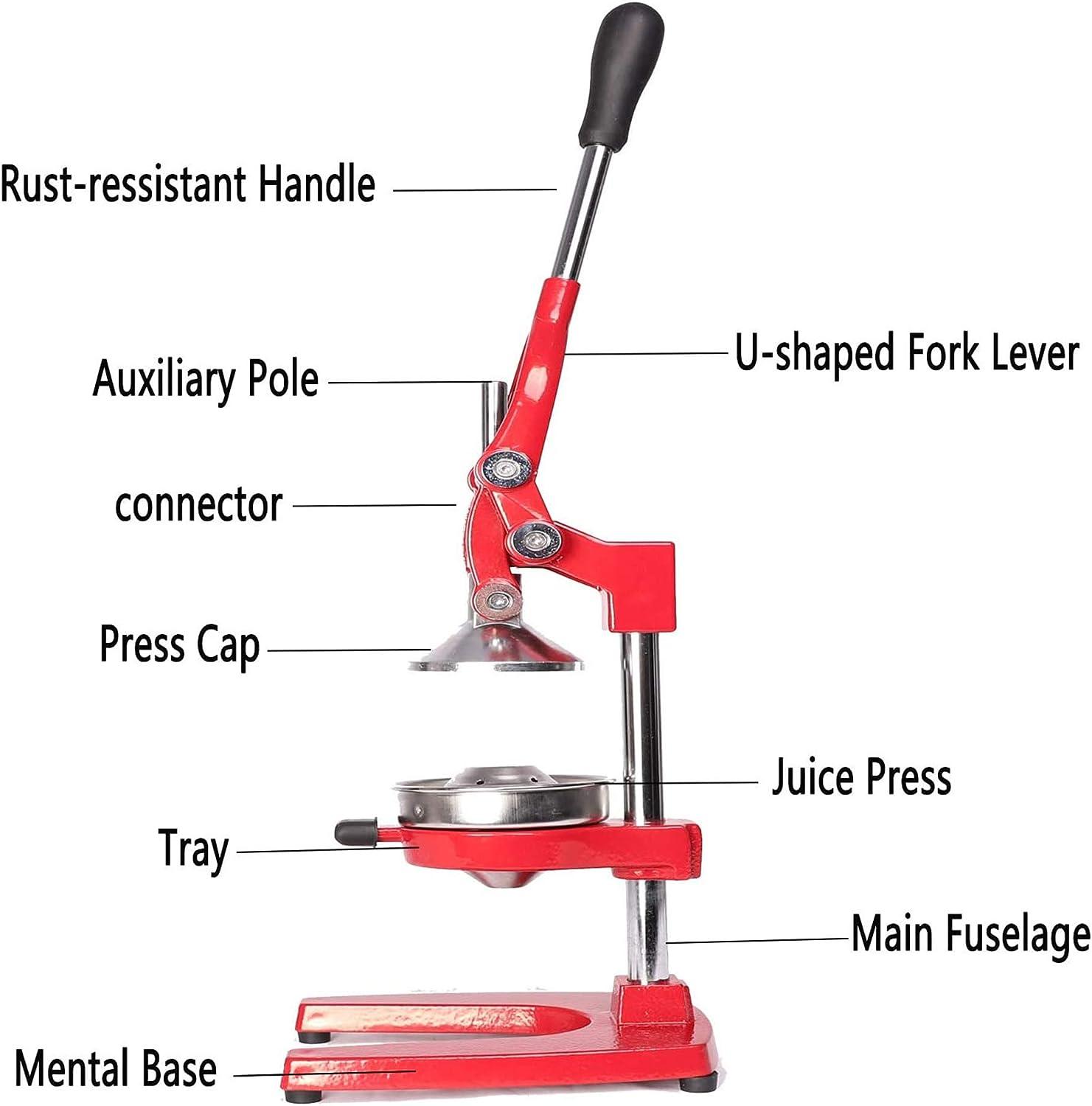 Manual Citrus Juicers, Professional Hand Press Orange Lemon Citrus Squeezer, Red - Luckyermore