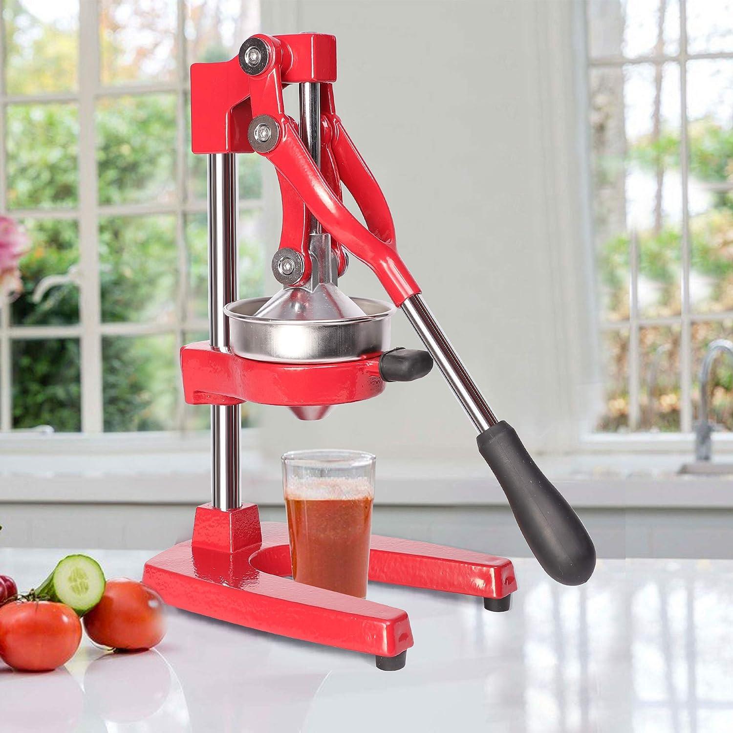 Manual Citrus Juicers, Professional Hand Press Orange Lemon Citrus Squeezer, Red