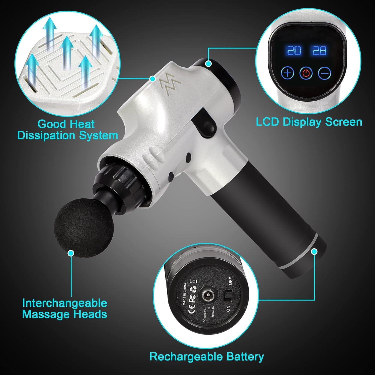 LUCKYERMORE 20 Speeds Massage Gun Deep Tissue Percussion Muscle Massager Handheld Body Massager