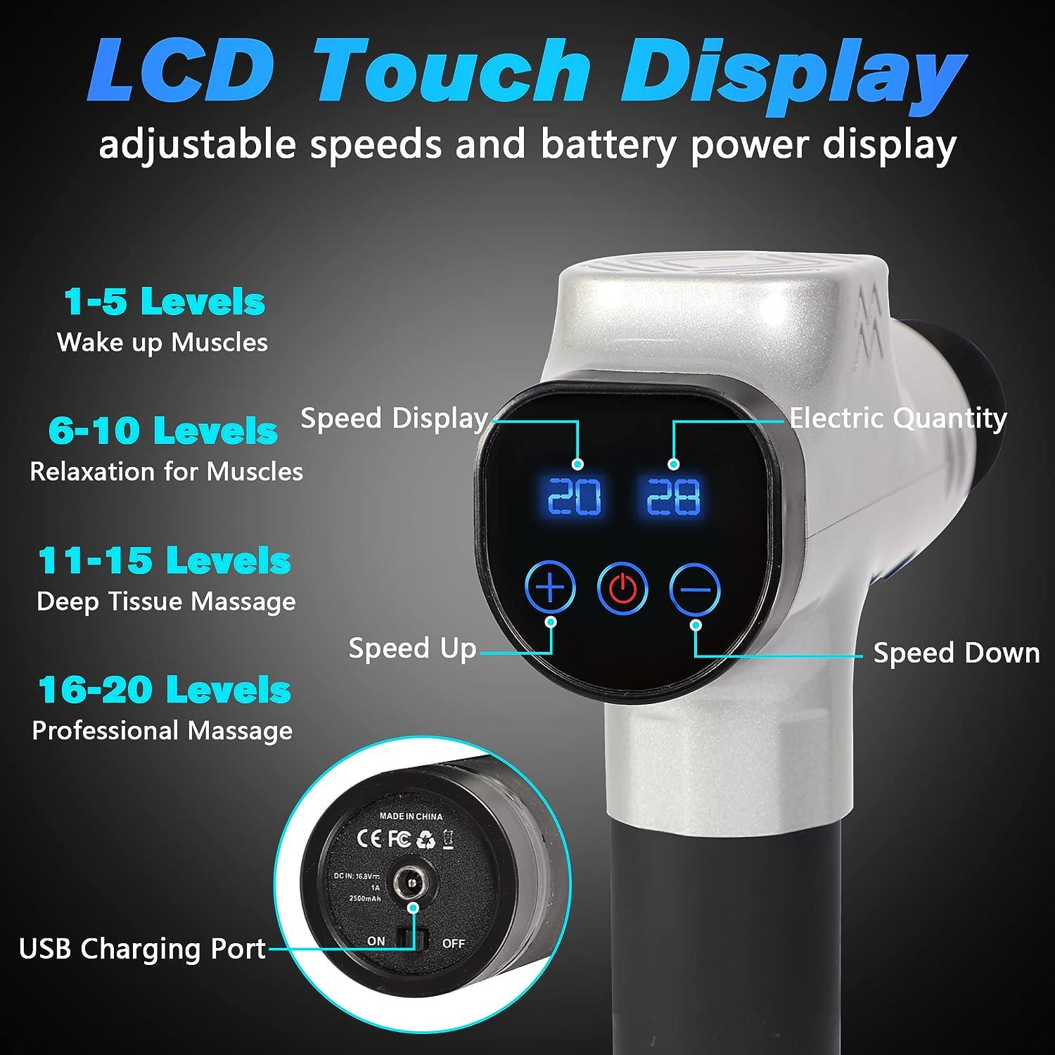 LUCKYERMORE 20 Speeds Massage Gun Deep Tissue Percussion Muscle Massager Handheld Body Massager