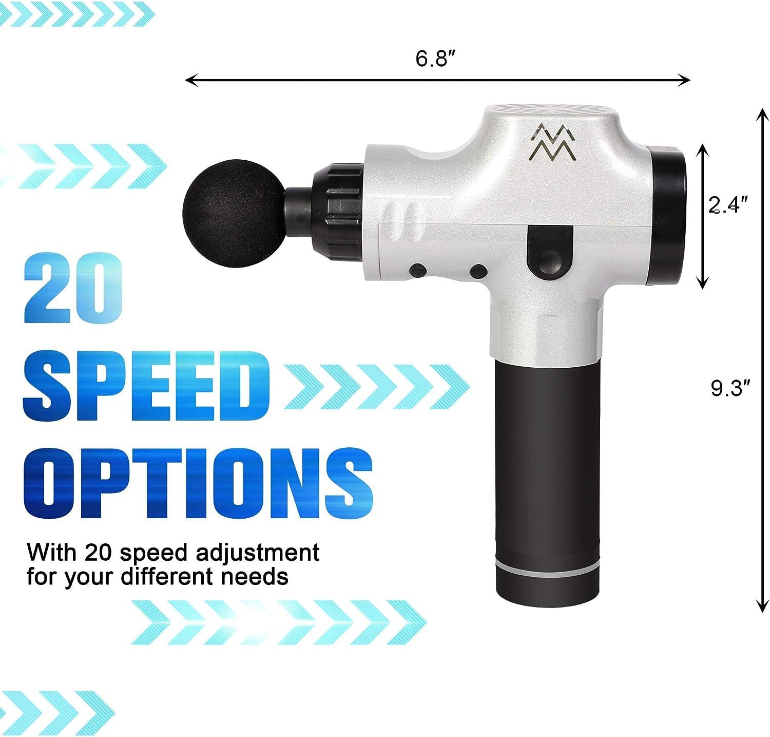 LUCKYERMORE 20 Speeds Massage Gun Deep Tissue Percussion Muscle Massager Handheld Body Massager