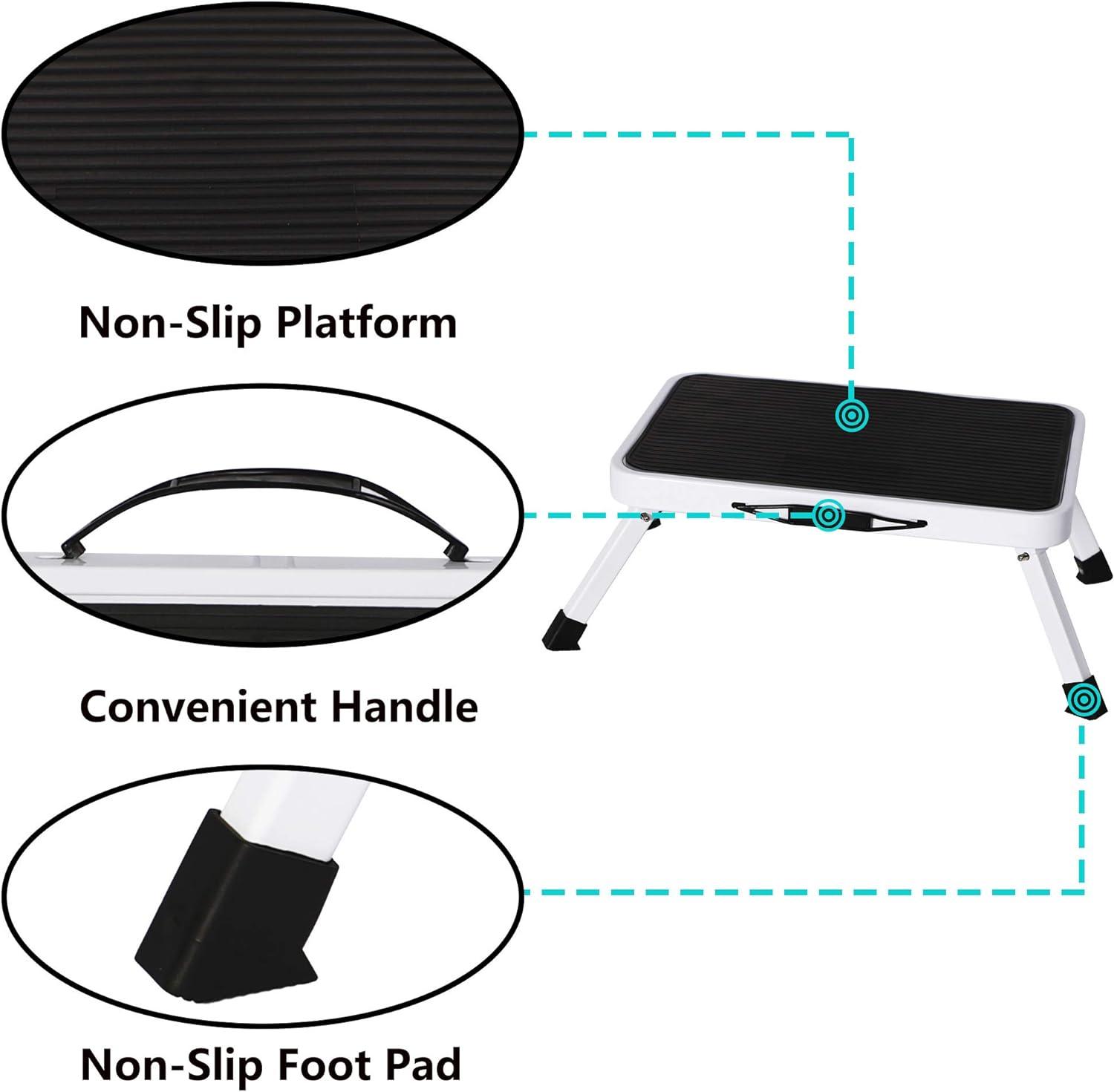 One Step Stool Portable Folding Anti-Slip Lightweight Ladder with Wide Pedal, 6.7" - Luckyermore