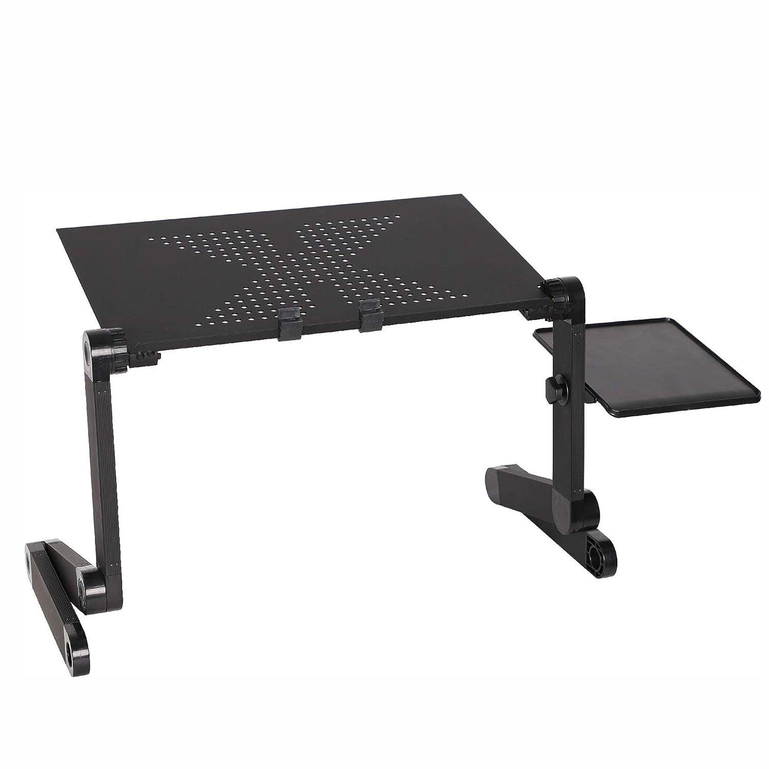 LUCKYERMORE Adjustable Laptop Stand with Heat Emission Hole and Detachable Mouse Pad Portable Folding Laptop Table