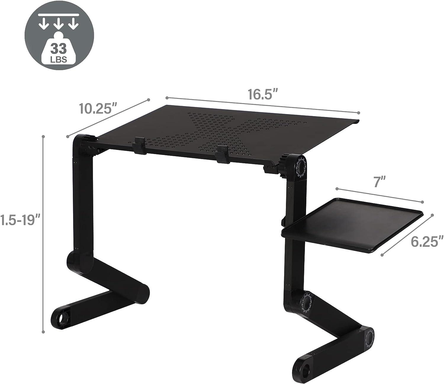 Adjustable Laptop Stand with Heat Emission Hole and Detachable Mouse Pad Portable Folding Laptop Table Up to 17"