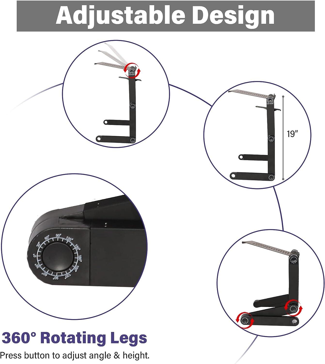 Adjustable Laptop Stand with Heat Emission Hole and Detachable Mouse Pad Portable Folding Laptop Table Up to 17"