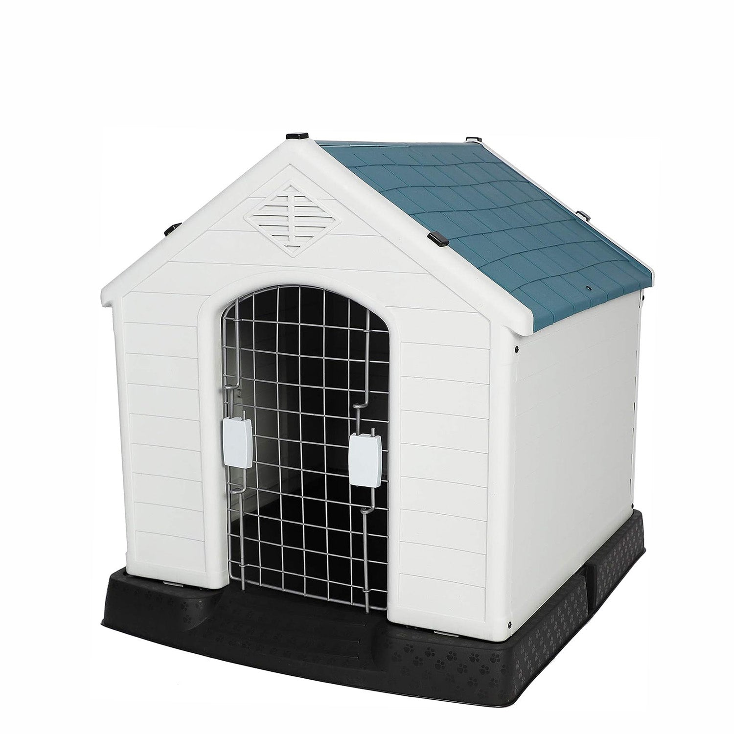 Small Outdoor Dog House Plastic Waterproof Kennel, 26.5"L x 25"W x 28"H