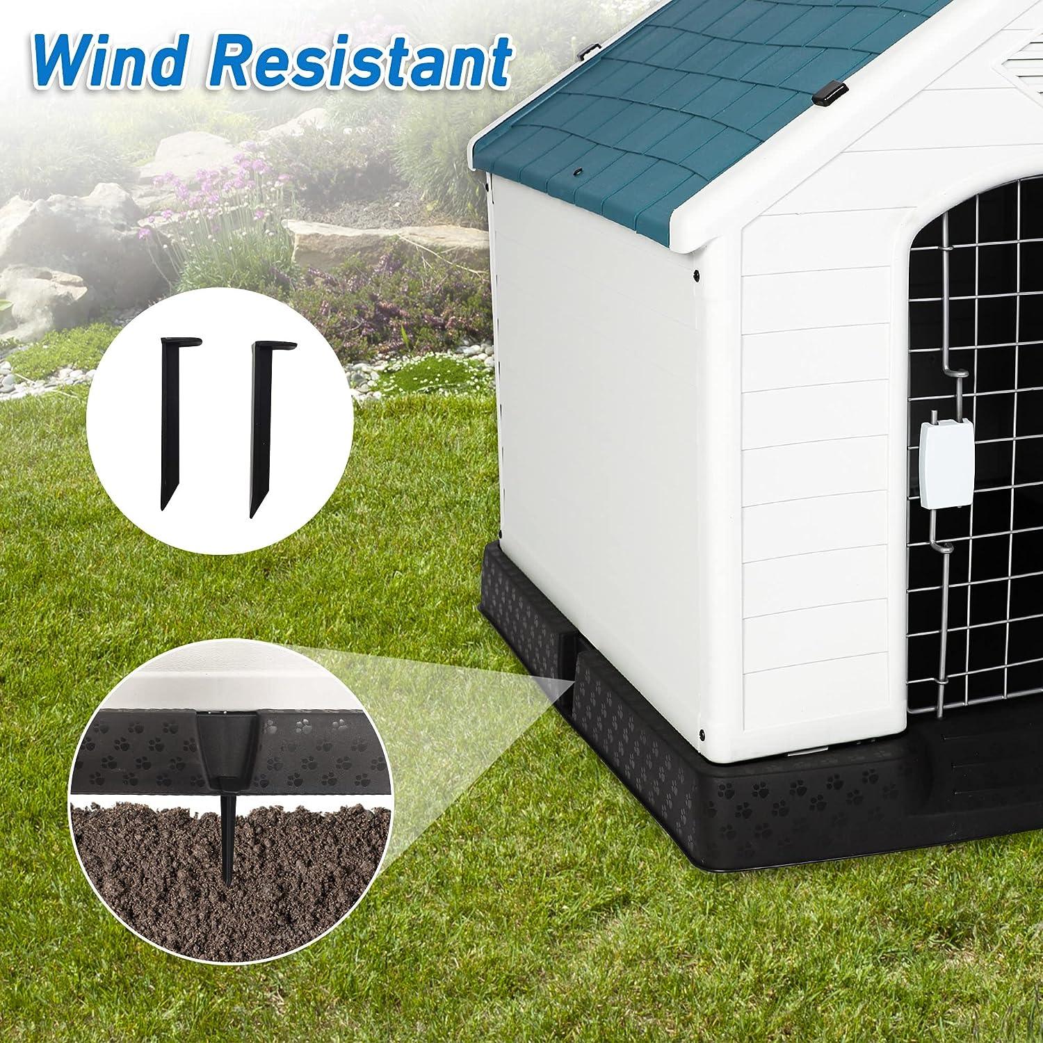 Large Outdoor Dog House Plastic Waterproof Kennel, 37.5"L x 35.5" W x 39"H