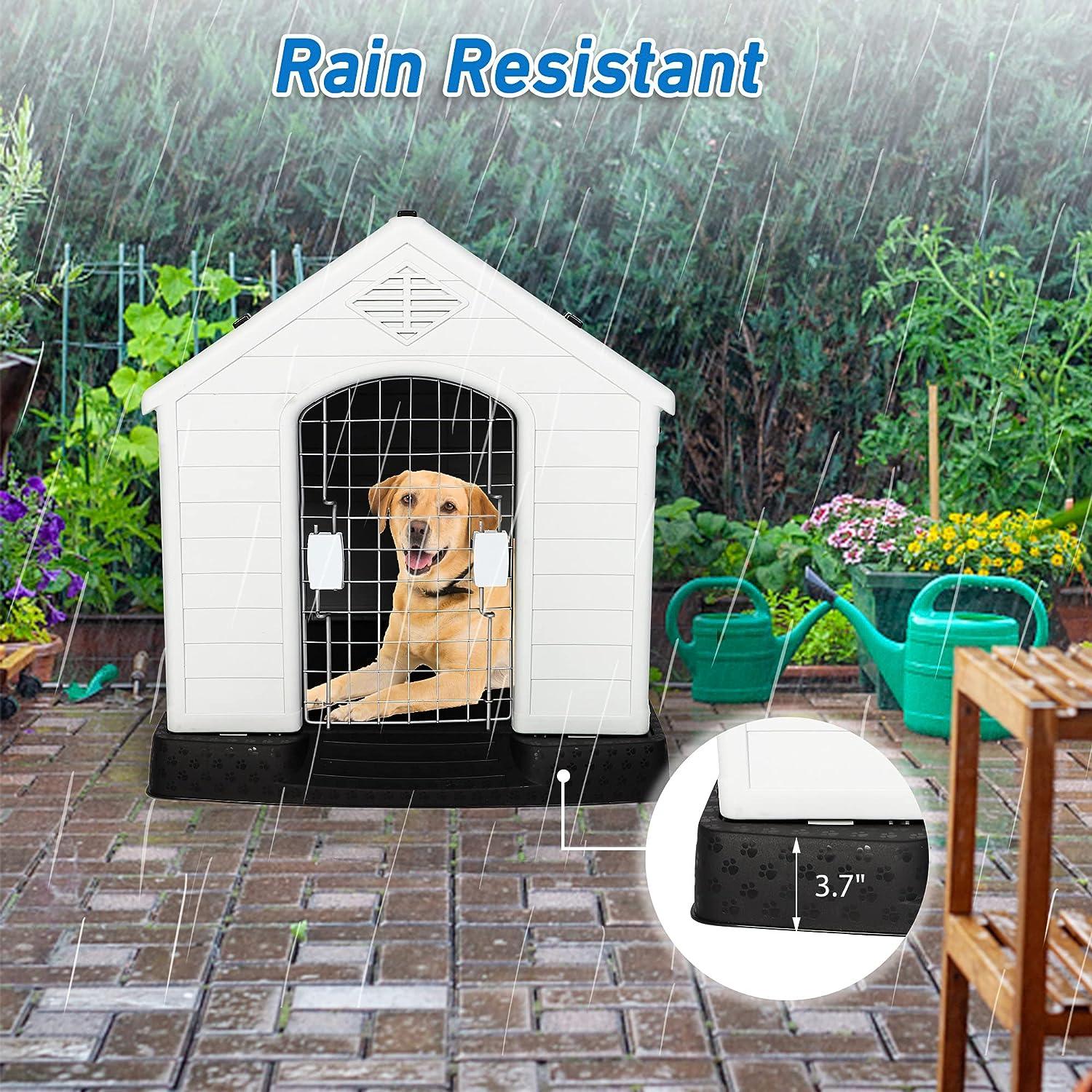 Large Outdoor Dog House Plastic Waterproof Kennel, 37.5"L x 35.5" W x 39"H (No Door)