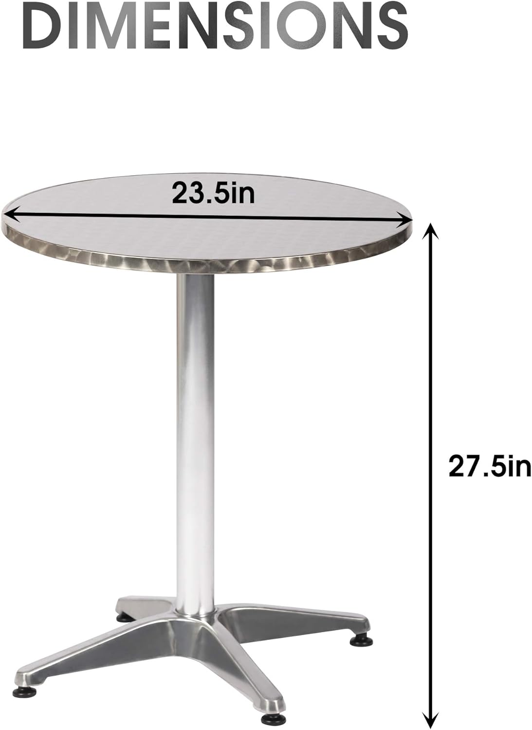 23.5" Round Outdoor Patio Aluminum Table Bistro End Table Backyard Side Table
