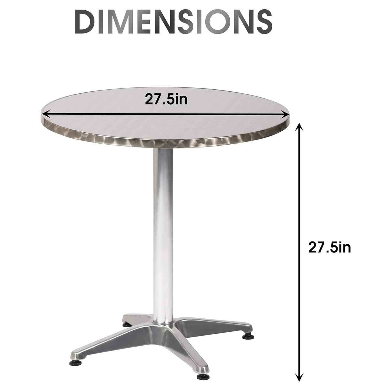 27.5" Round Outdoor Patio Aluminum Table Bistro End Table Backyard Side Table - Luckyermore