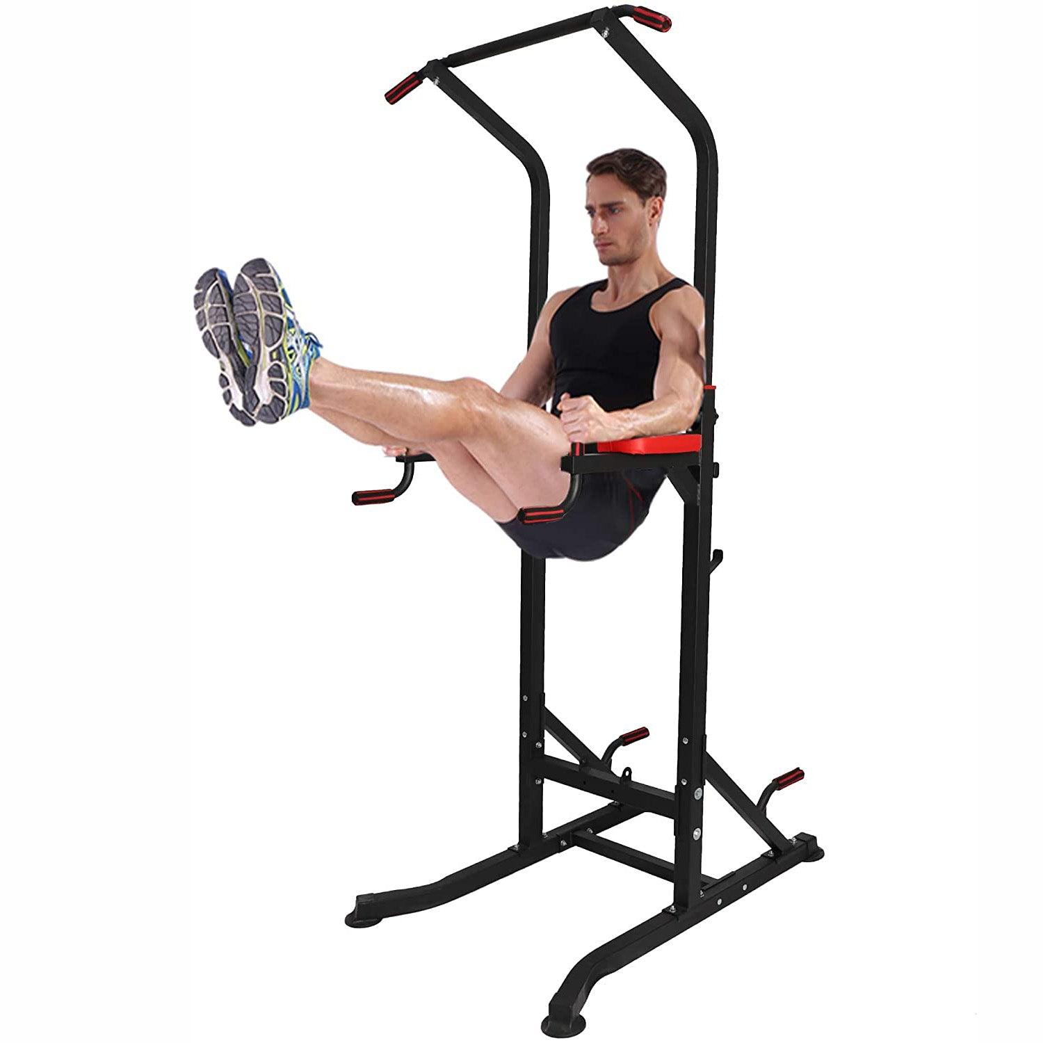 Power Tower Home Gym Pull Up Workout Dip Stand Bar Station Strength Training Fitness Exercise Equipment - Luckyermore