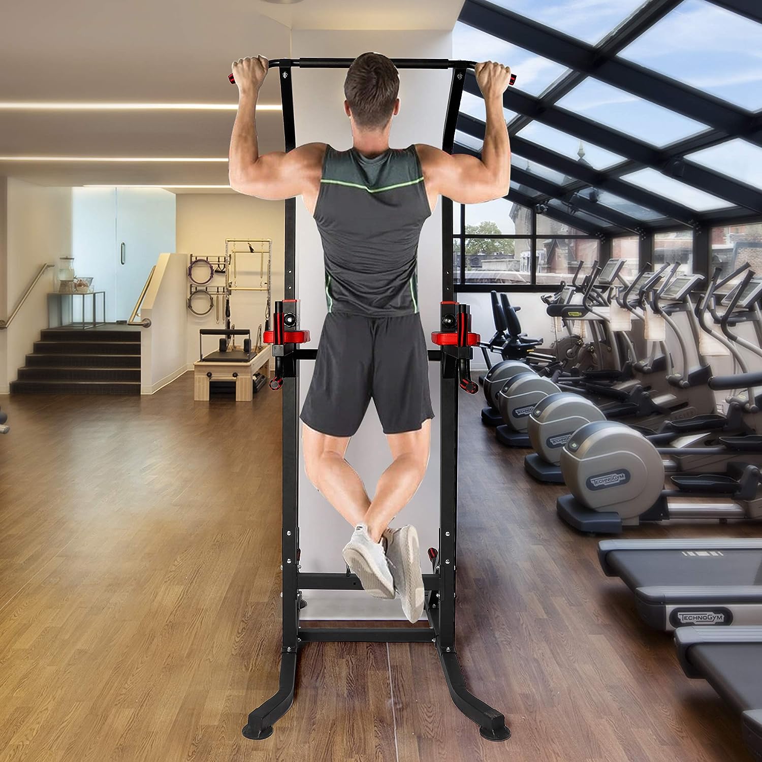 Power Tower Home Gym Pull Up Workout Dip Stand Bar Station Strength Training Fitness Exercise Equipment - Luckyermore