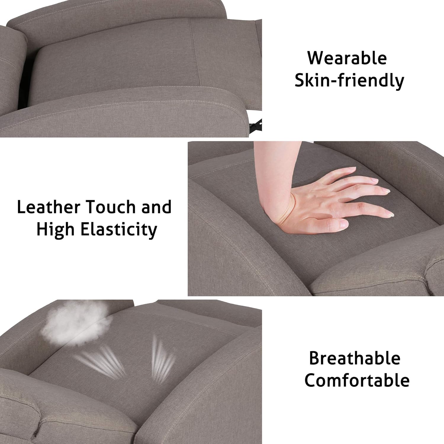 Adjustable Fabric Recliner Chair Ergonomic Recliner Sofa Padded Seat w/Thick Cushion & Backrest - Luckyermore
