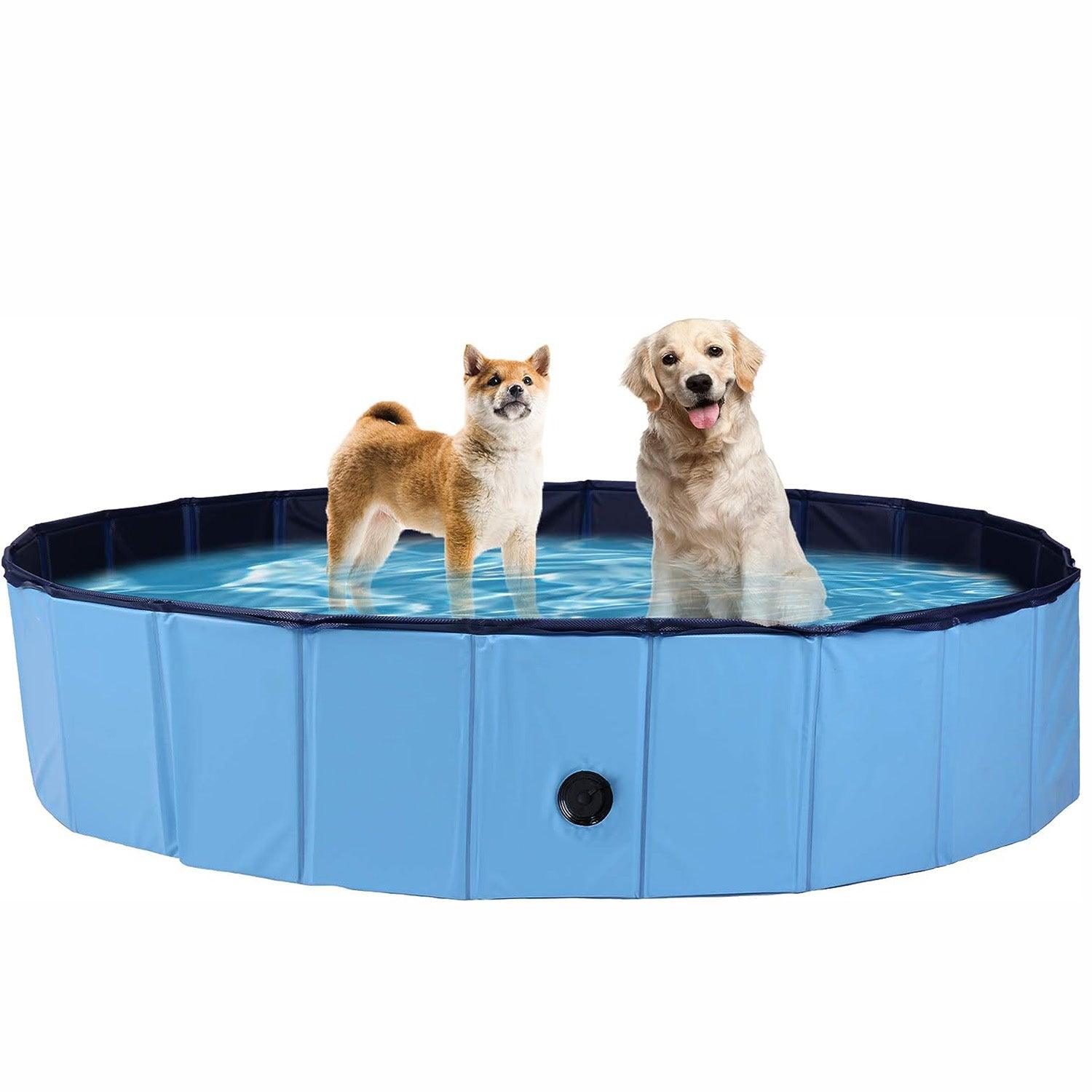 Foldable Dog Pet Swimming Pool Slip-Resistant PVC Kiddie Pool Collapsible Bathing Tub - Luckyermore