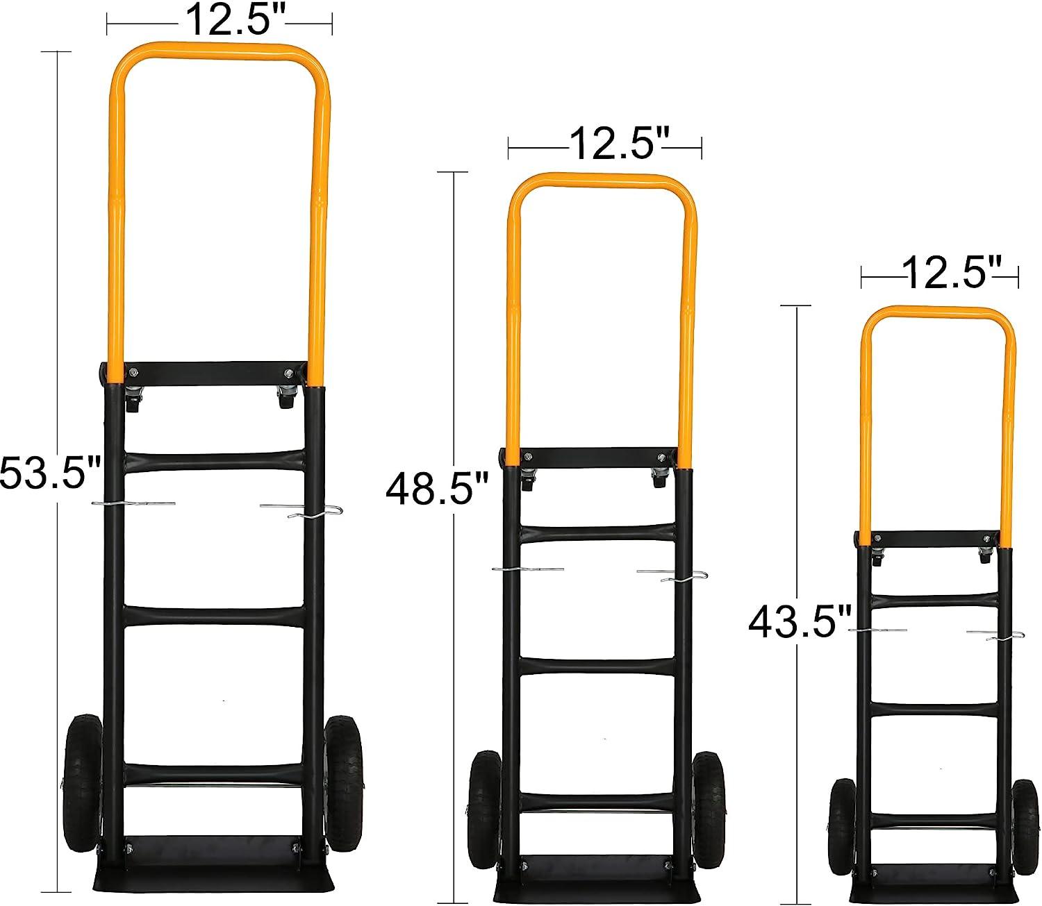 LUCKYERMORE 2 in 1 Folding Hand Truck Utility Cart Portable Dolly with Rubber Wheels, 330lbs Capacity